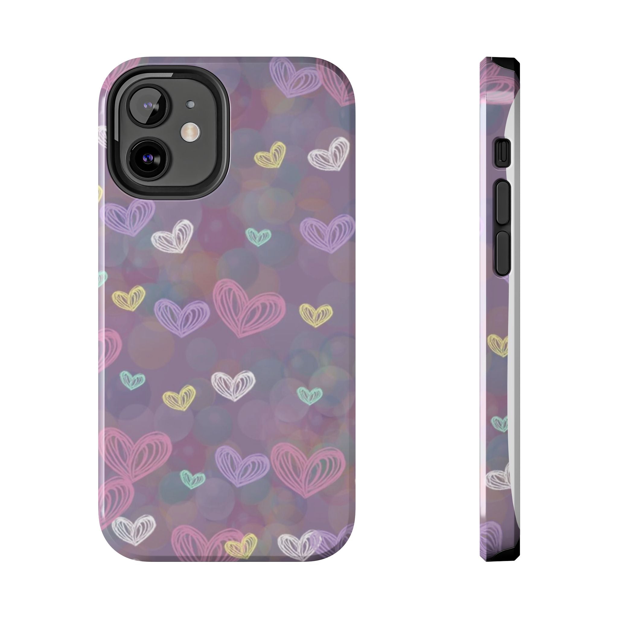 Tough Phone Case — Pastel Heart Pattern Protective Phone Cover