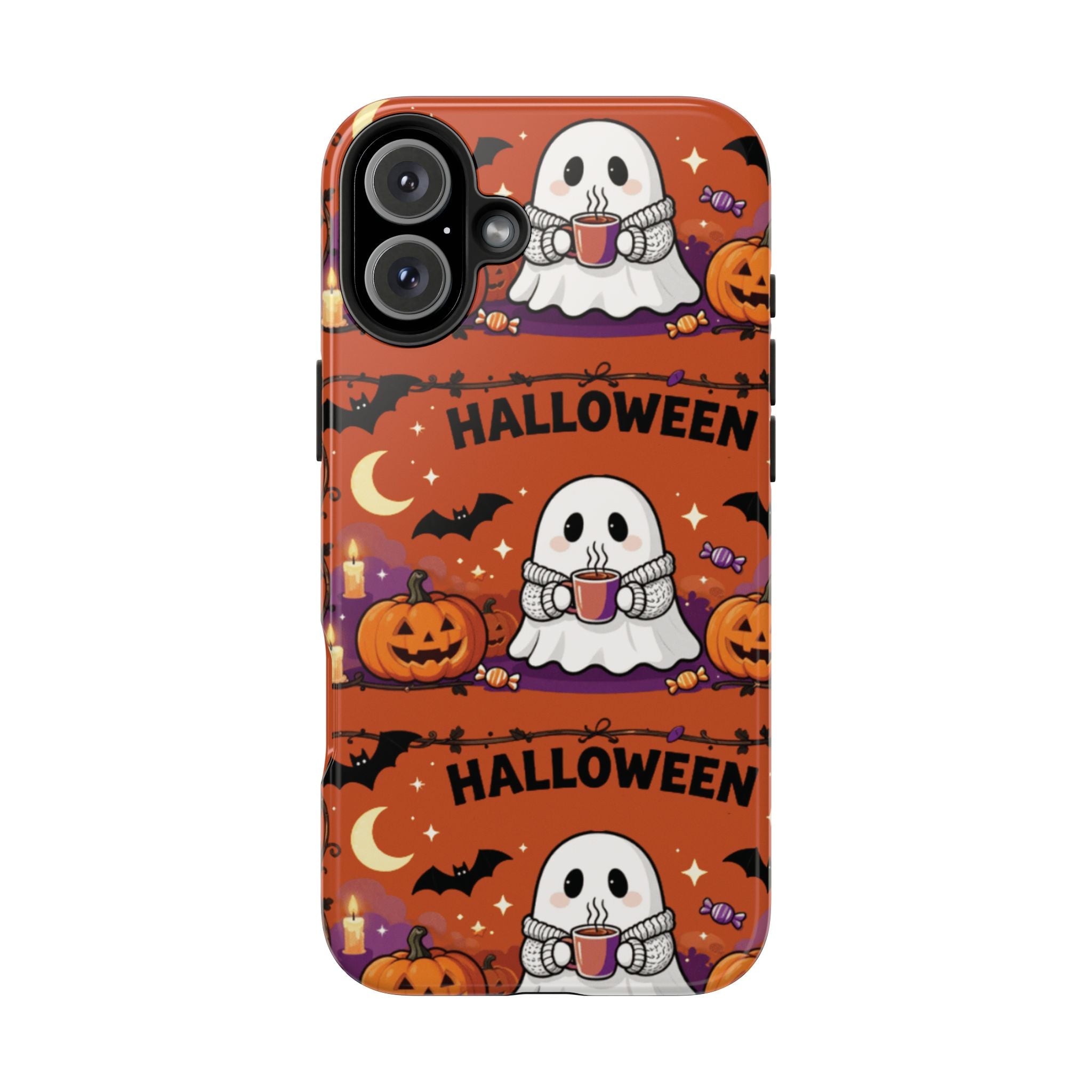 Halloween Ghost Pattern Tough Phone Case — Cute Pumpkin & Candy Halloween Phone Cover
