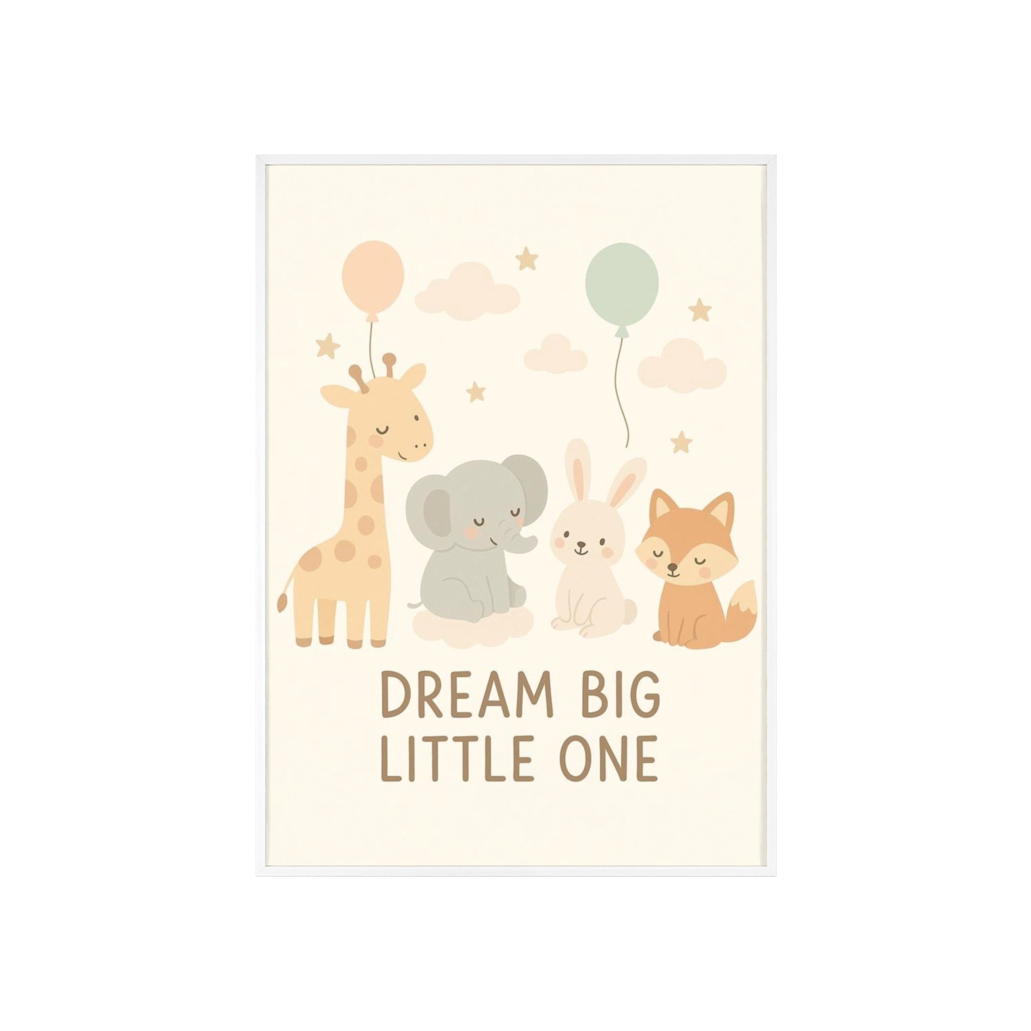 Dream Big Little One Nursery Poster — Woodland Animals Framed Wall Art