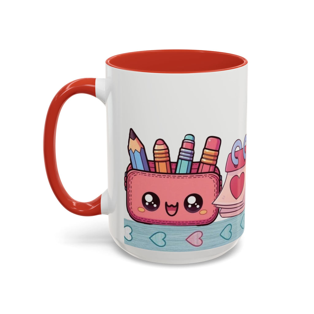 Cute Teacher Desk Accent Coffee Mug — Kawaii School Supplies Design