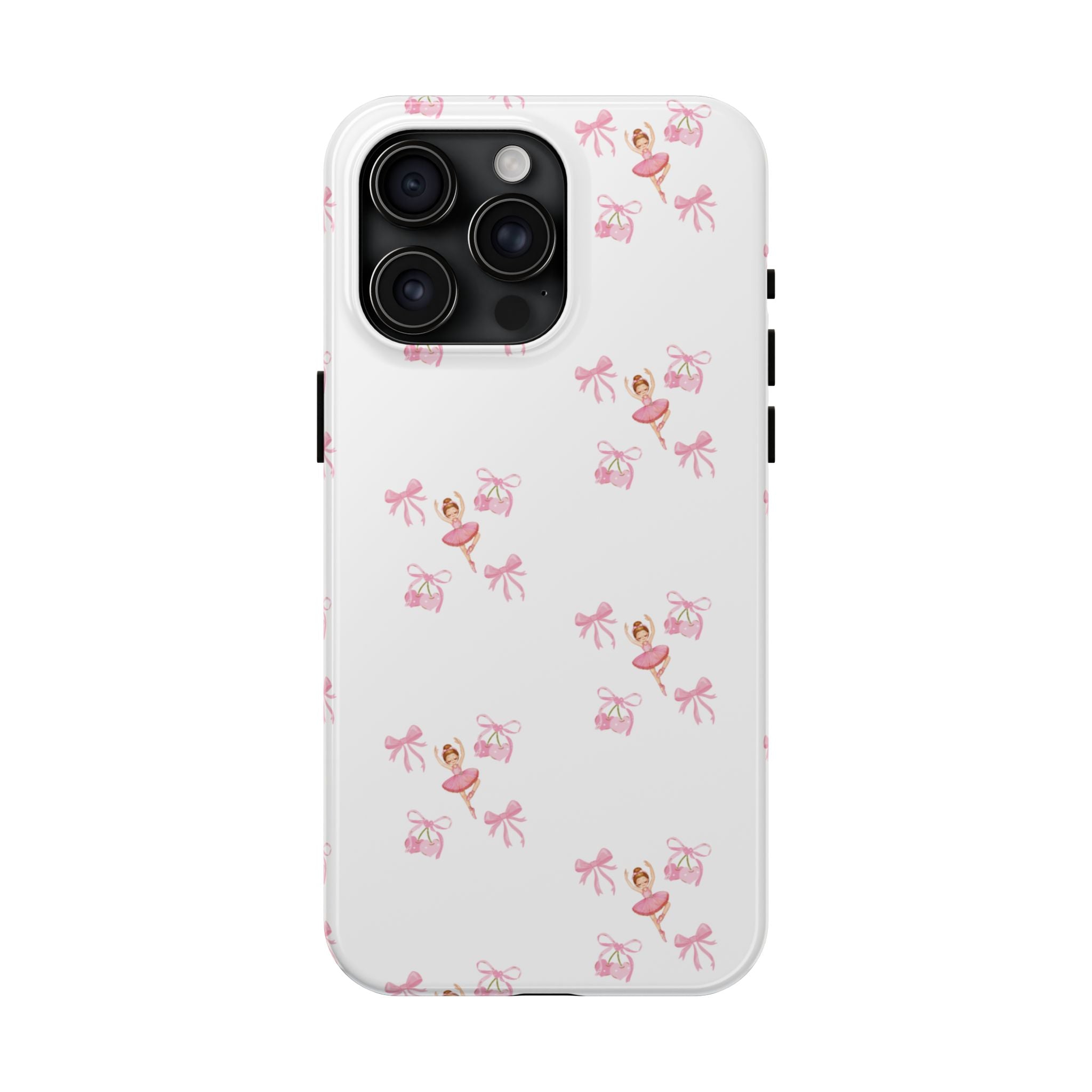 Pink Ballet Pattern Tough Phone Case — Cute Ballerina & Ribbon Design