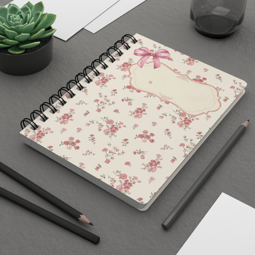 Cute Curly Girl Illustration Spiral Bound Journal | Pink Polka Dot Notebook