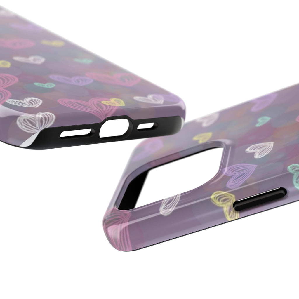 Tough Phone Case — Pastel Heart Pattern Protective Phone Cover