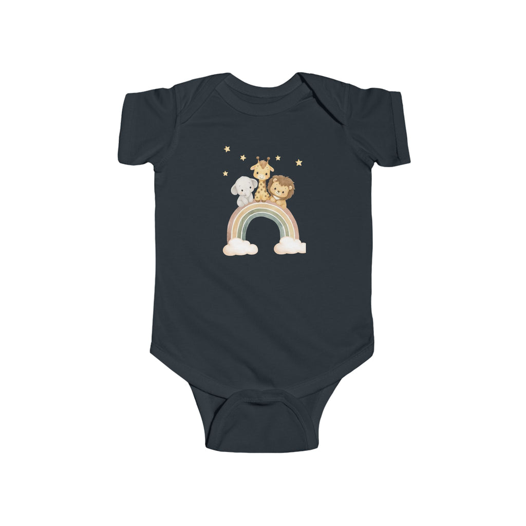 Baby Bodysuit — Cute Safari Nursery Animals (Giraffe, Elephant, Lion)