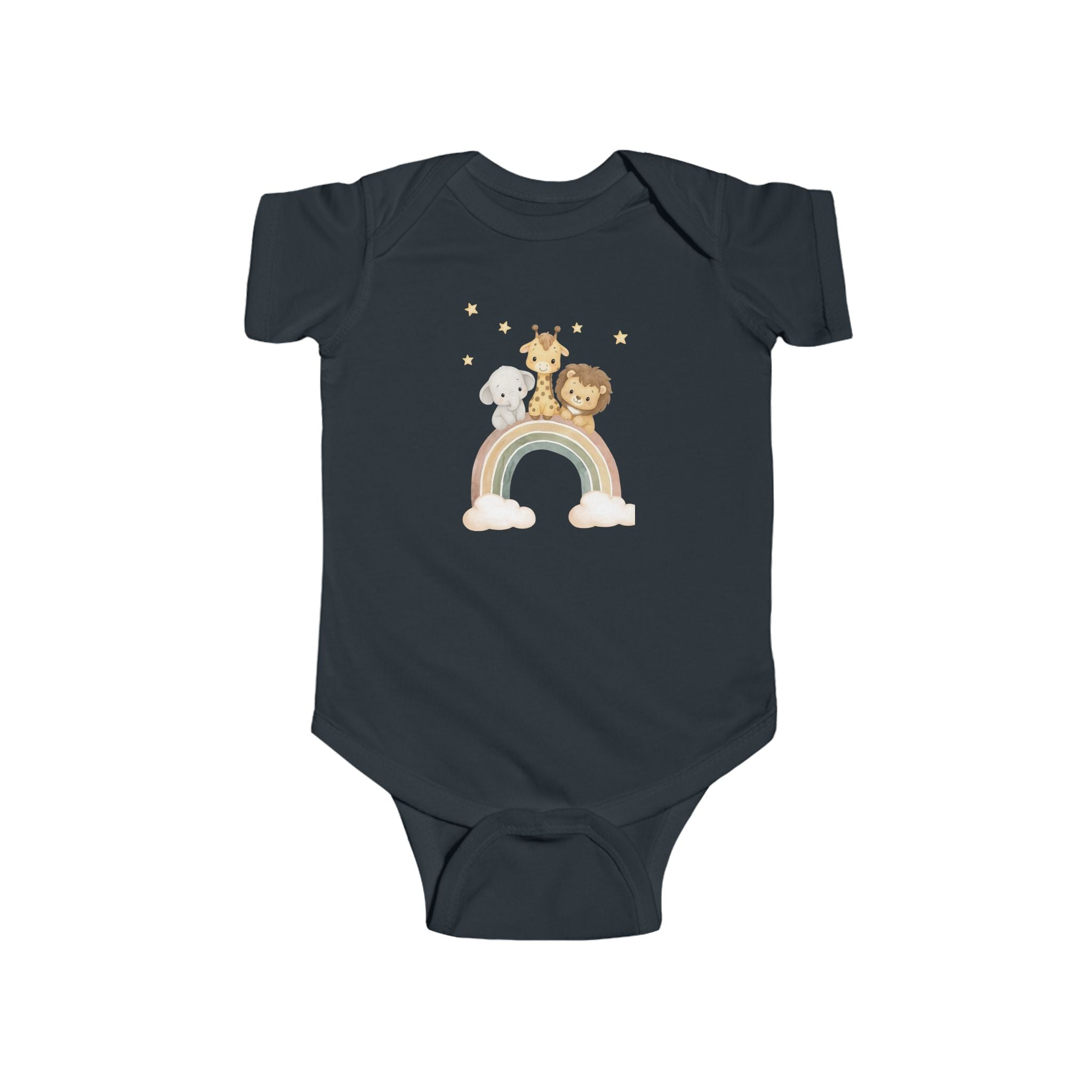 Baby Bodysuit — Cute Safari Nursery Animals (Giraffe, Elephant, Lion)