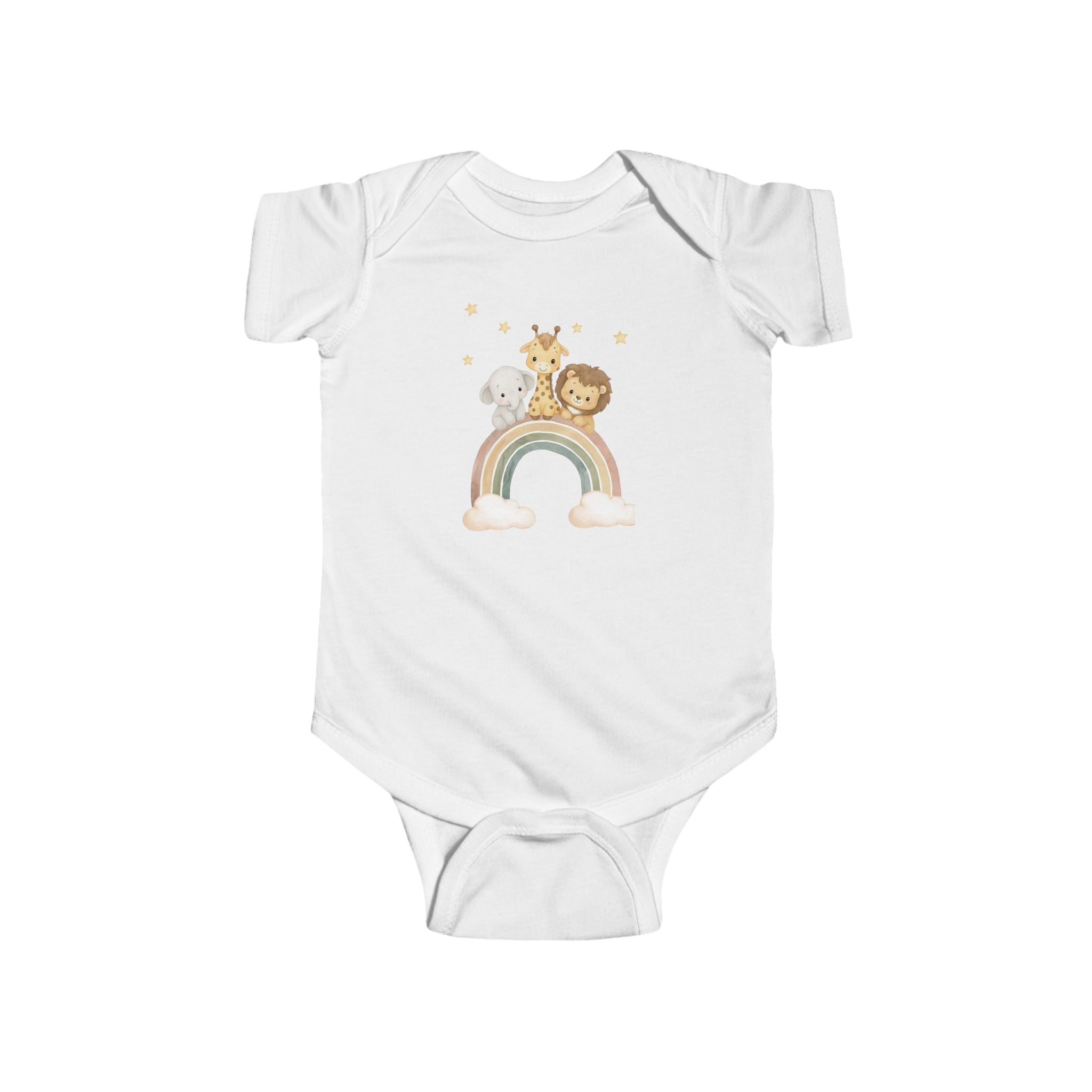 Baby Bodysuit — Cute Safari Nursery Animals (Giraffe, Elephant, Lion)