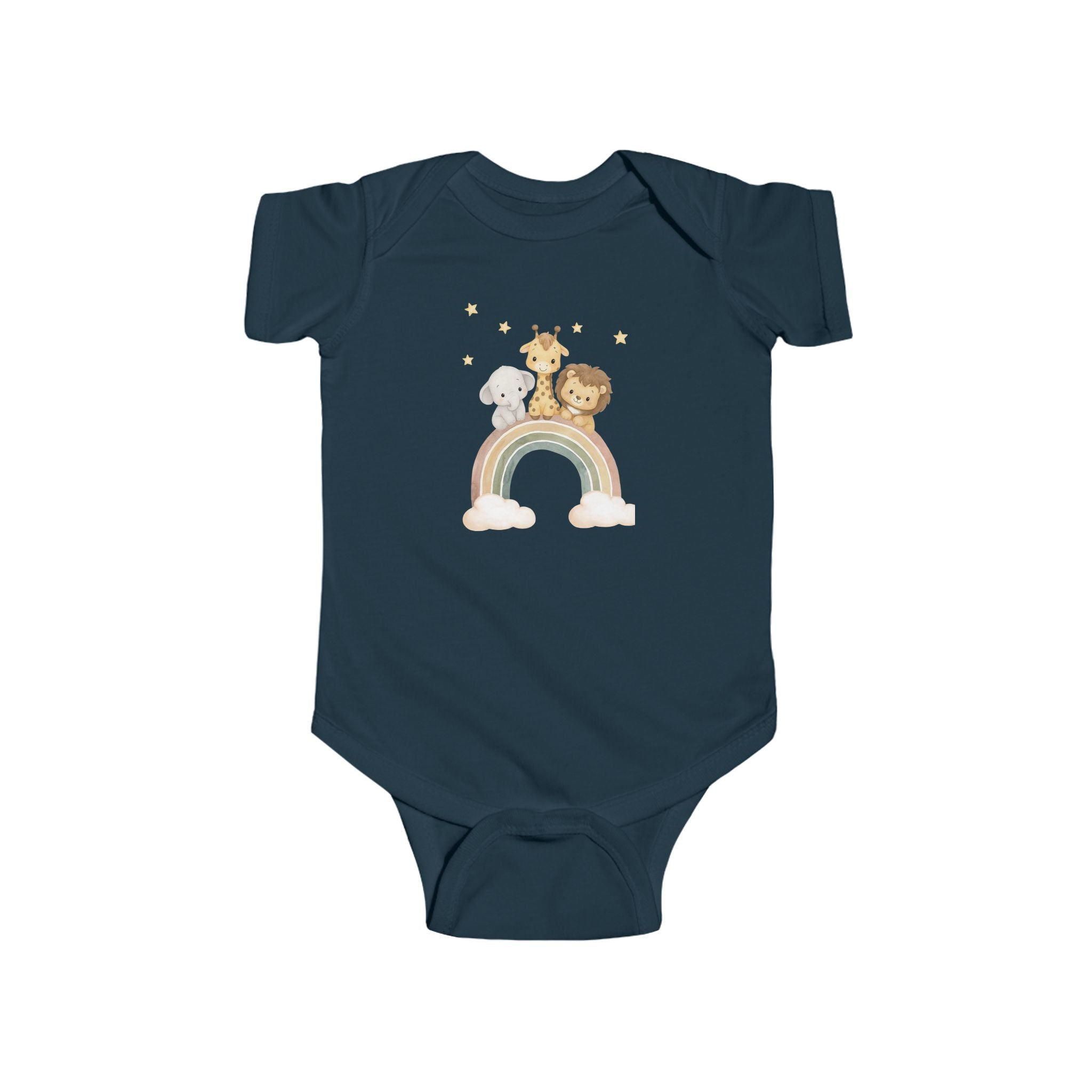 Baby Bodysuit — Cute Safari Nursery Animals (Giraffe, Elephant, Lion)