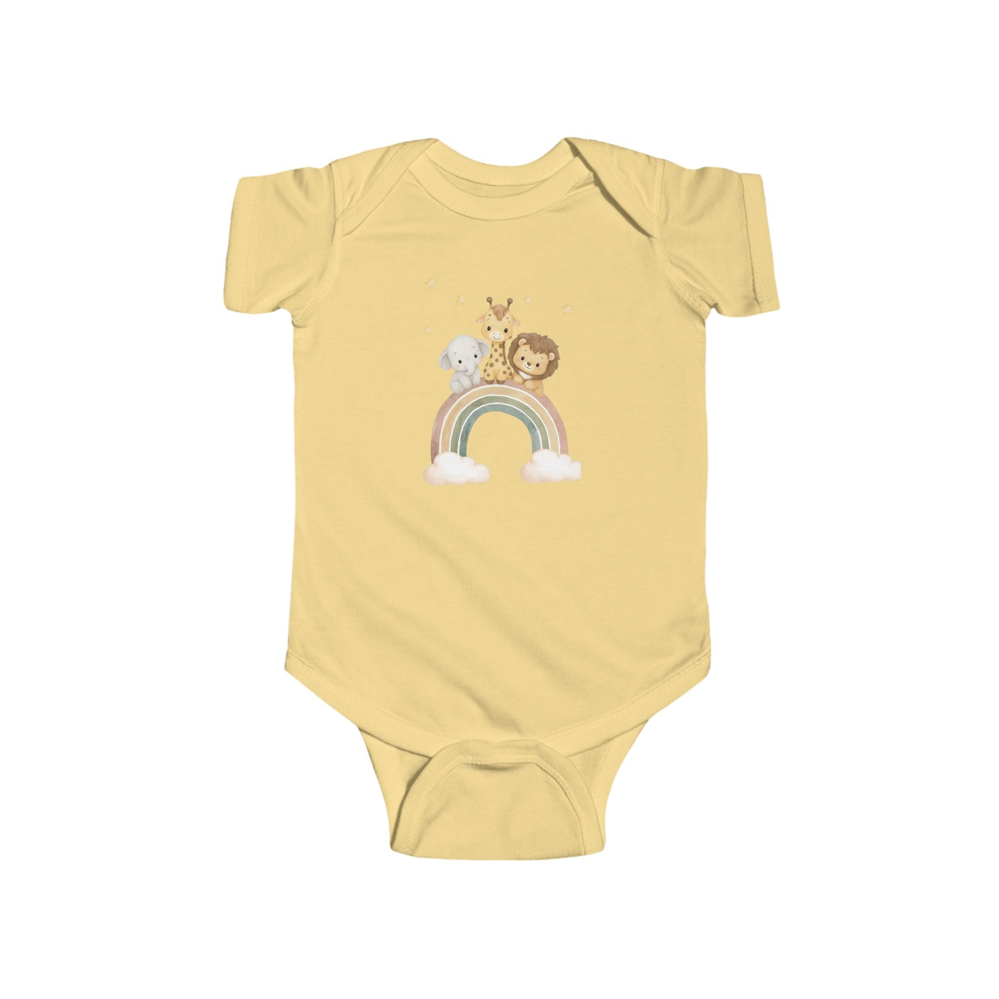 Baby Bodysuit — Cute Safari Nursery Animals (Giraffe, Elephant, Lion)
