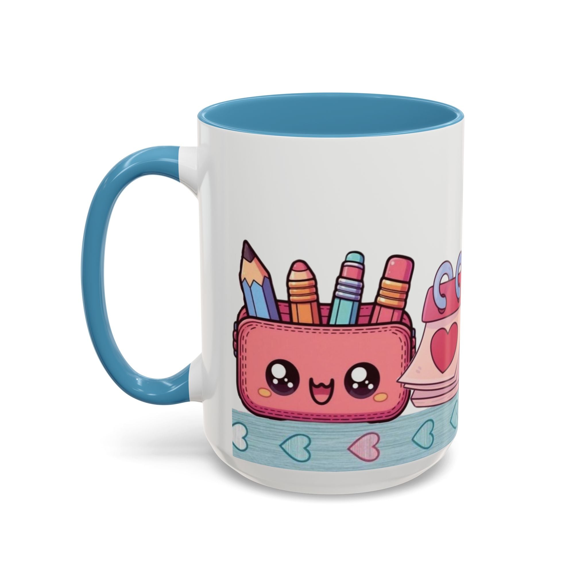 Cute Teacher Desk Accent Coffee Mug — Kawaii School Supplies Design