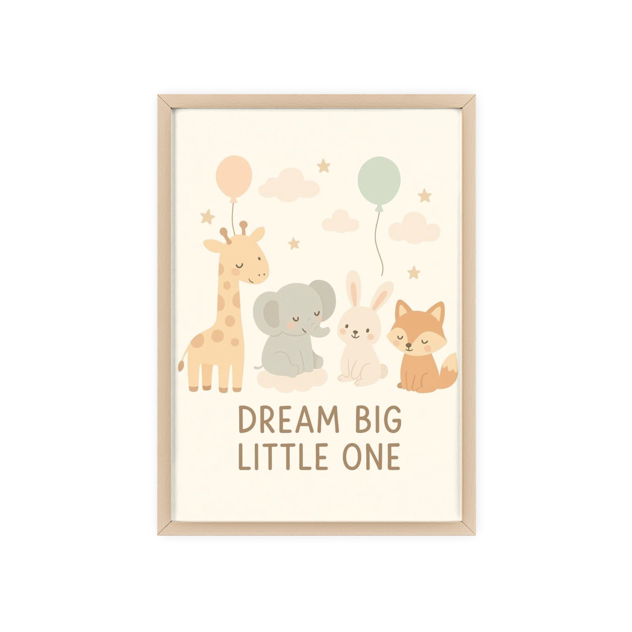 Dream Big Little One Nursery Poster — Woodland Animals Framed Wall Art