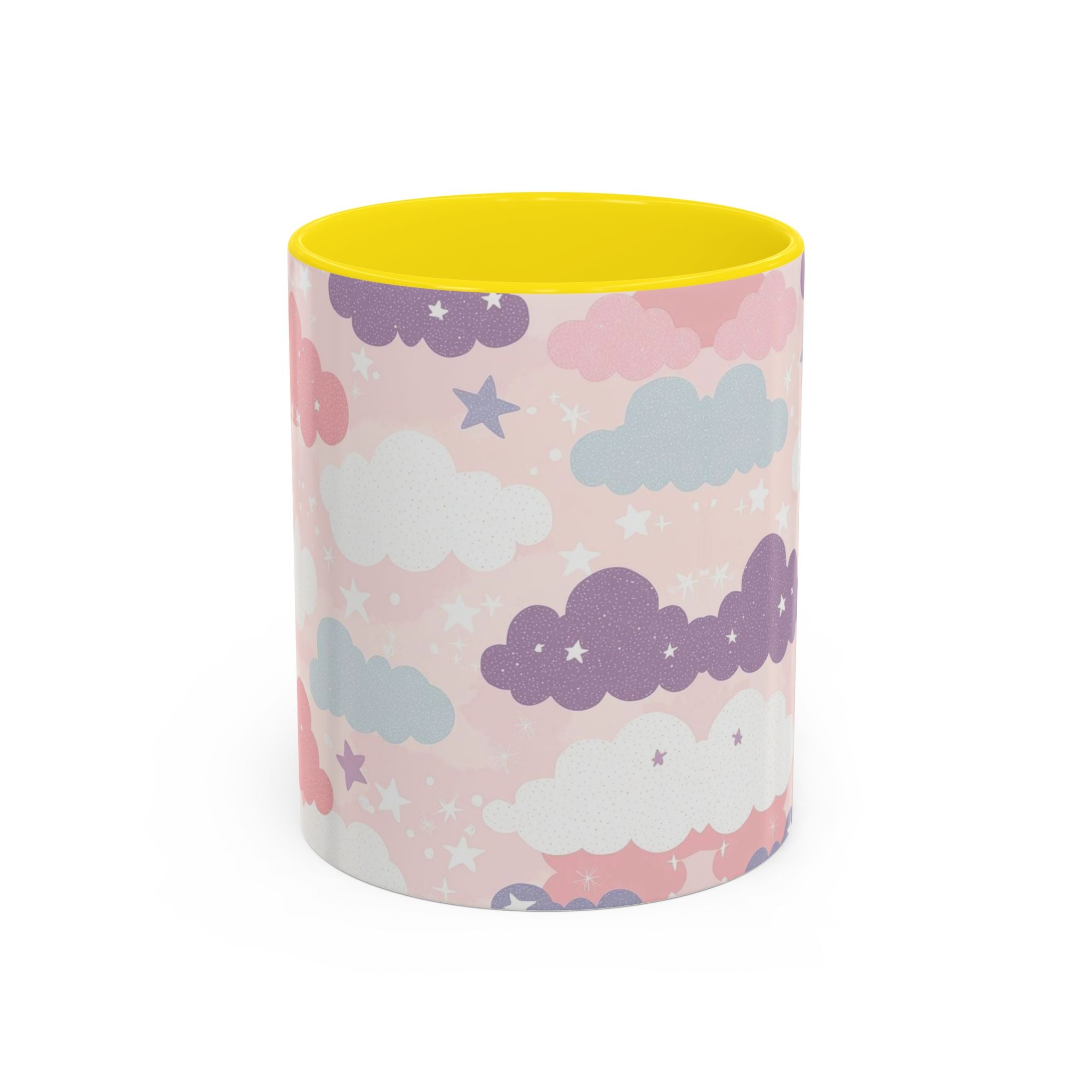 Pastel Cloud Pattern Coffee Mug | Cute Stars and Clouds Design