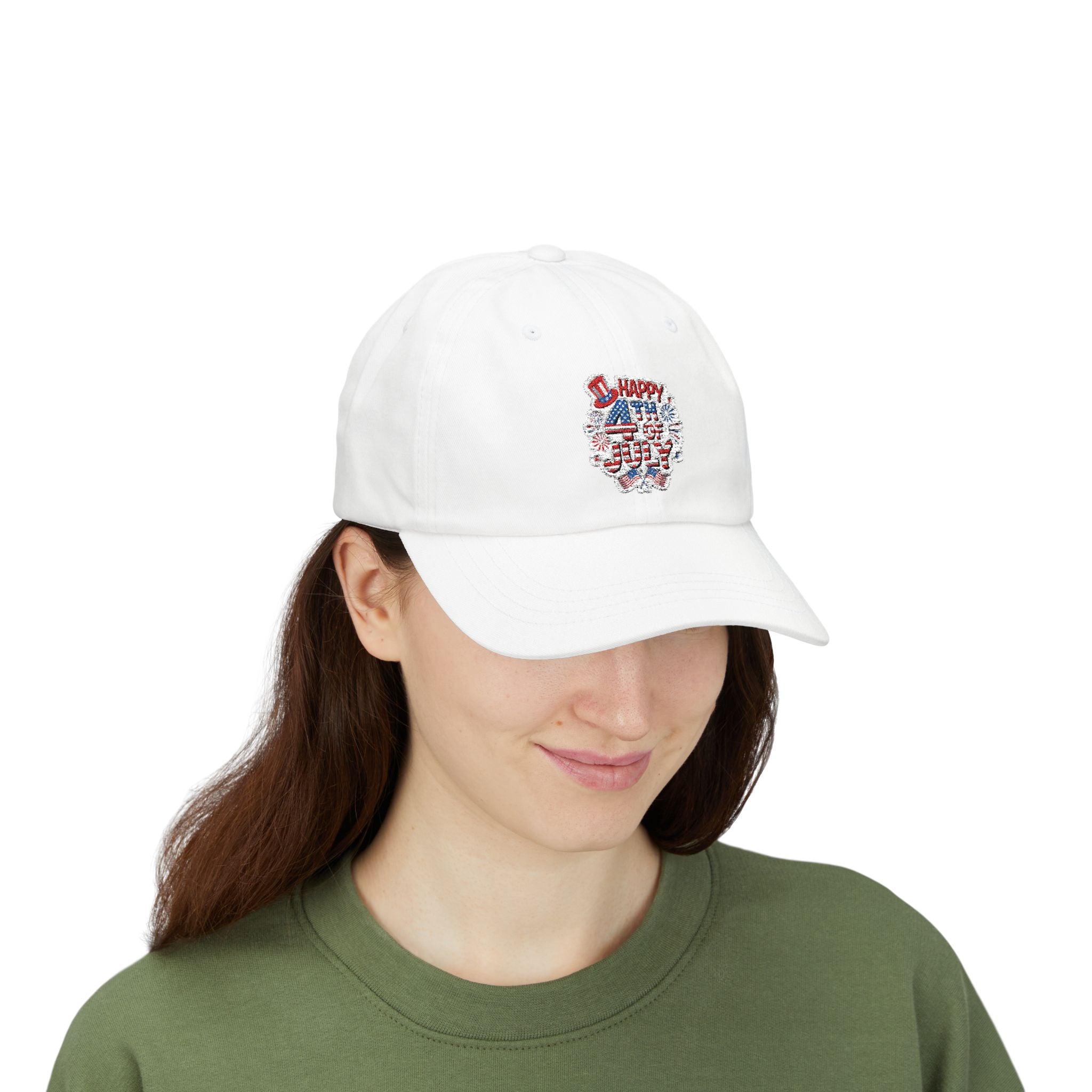 Patriotic 4th of July fireworks Dad Cap | American flag baseball hat