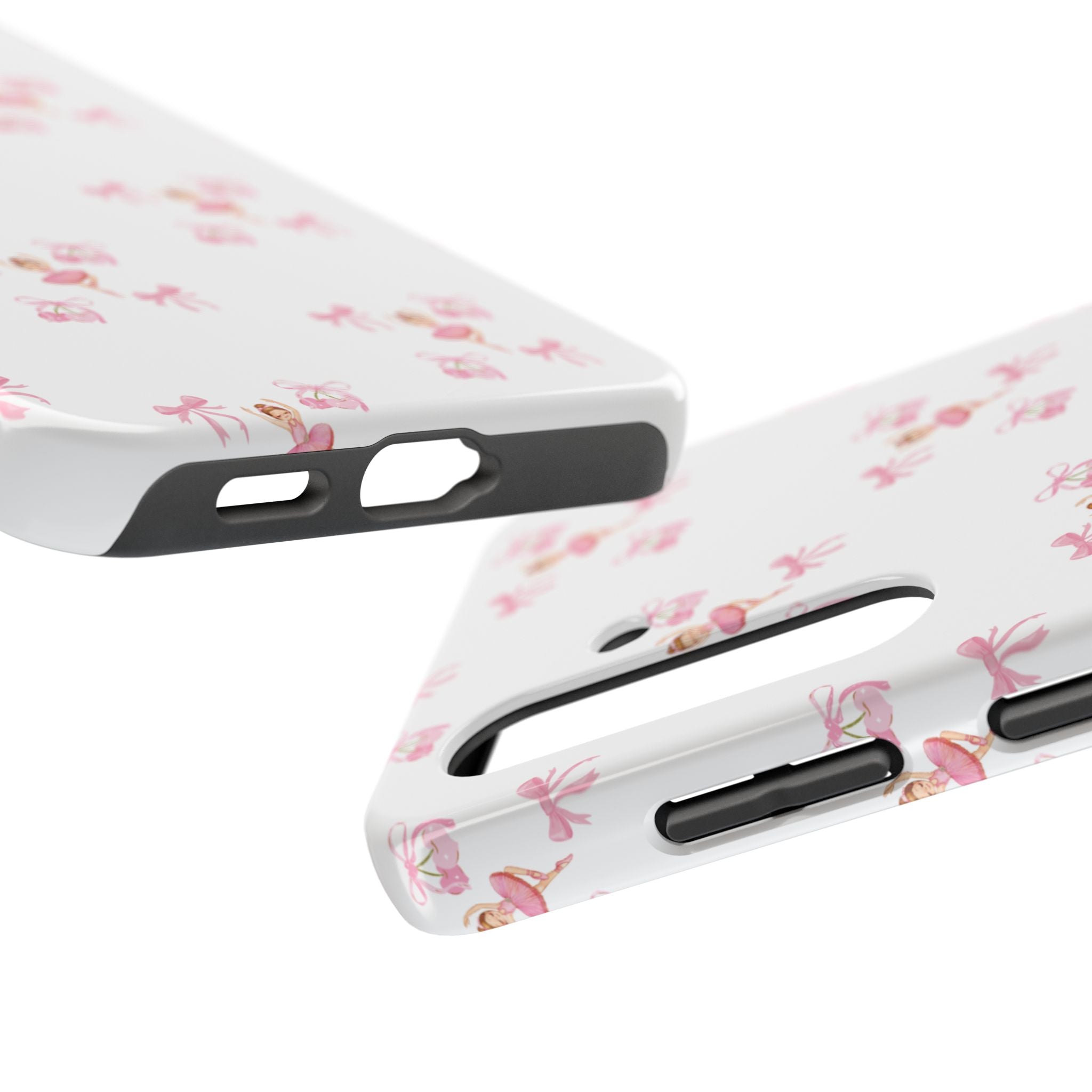 Pink Ballet Pattern Tough Phone Case — Cute Ballerina & Ribbon Design