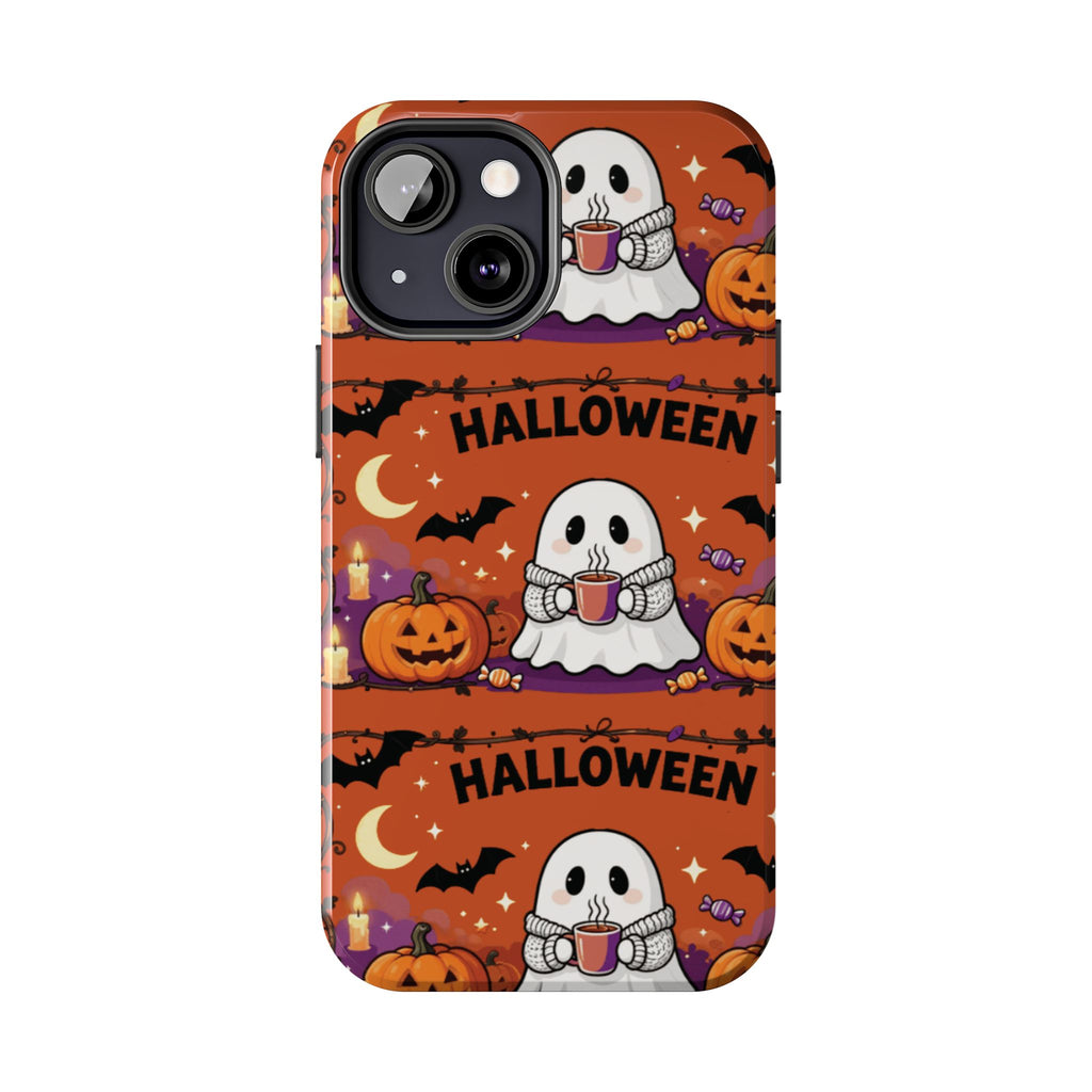 Halloween Ghost Pattern Tough Phone Case — Cute Pumpkin & Candy Halloween Phone Cover