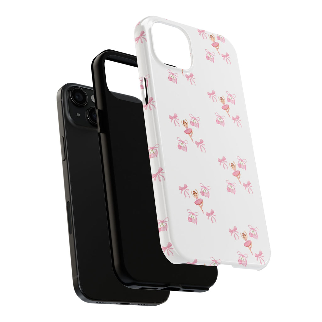 Pink Ballet Pattern Tough Phone Case — Cute Ballerina & Ribbon Design