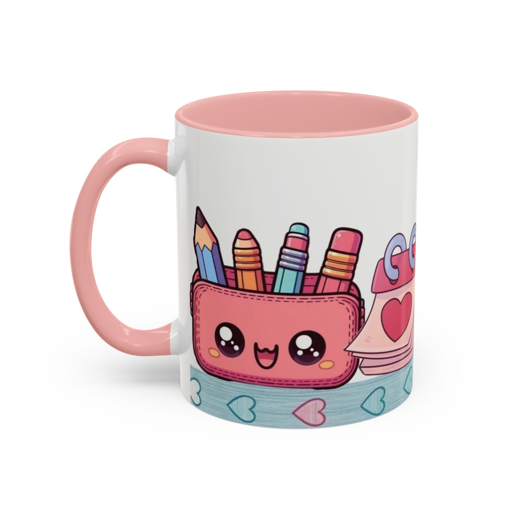 Cute Teacher Desk Accent Coffee Mug — Kawaii School Supplies Design