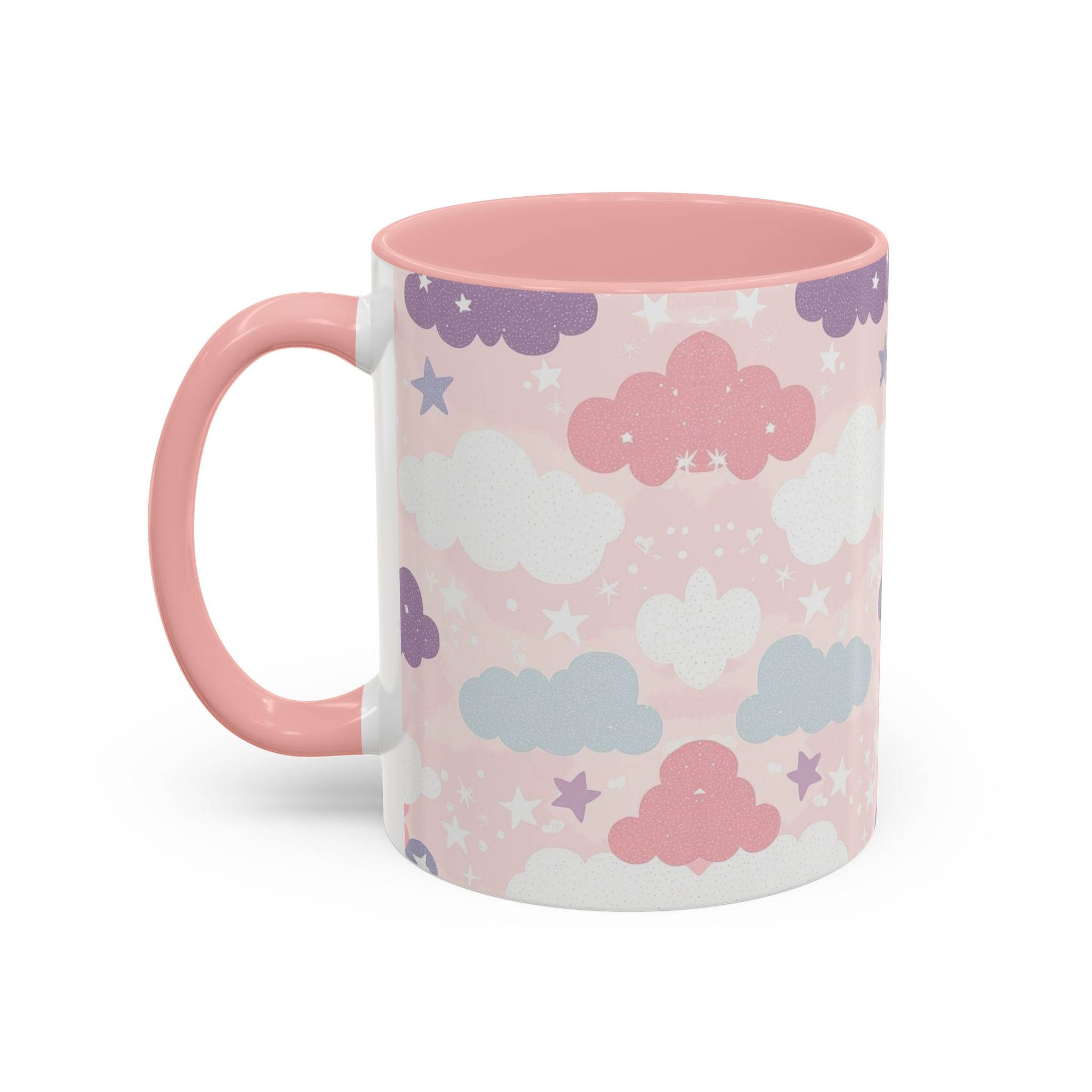 Pastel Cloud Pattern Coffee Mug | Cute Stars and Clouds Design