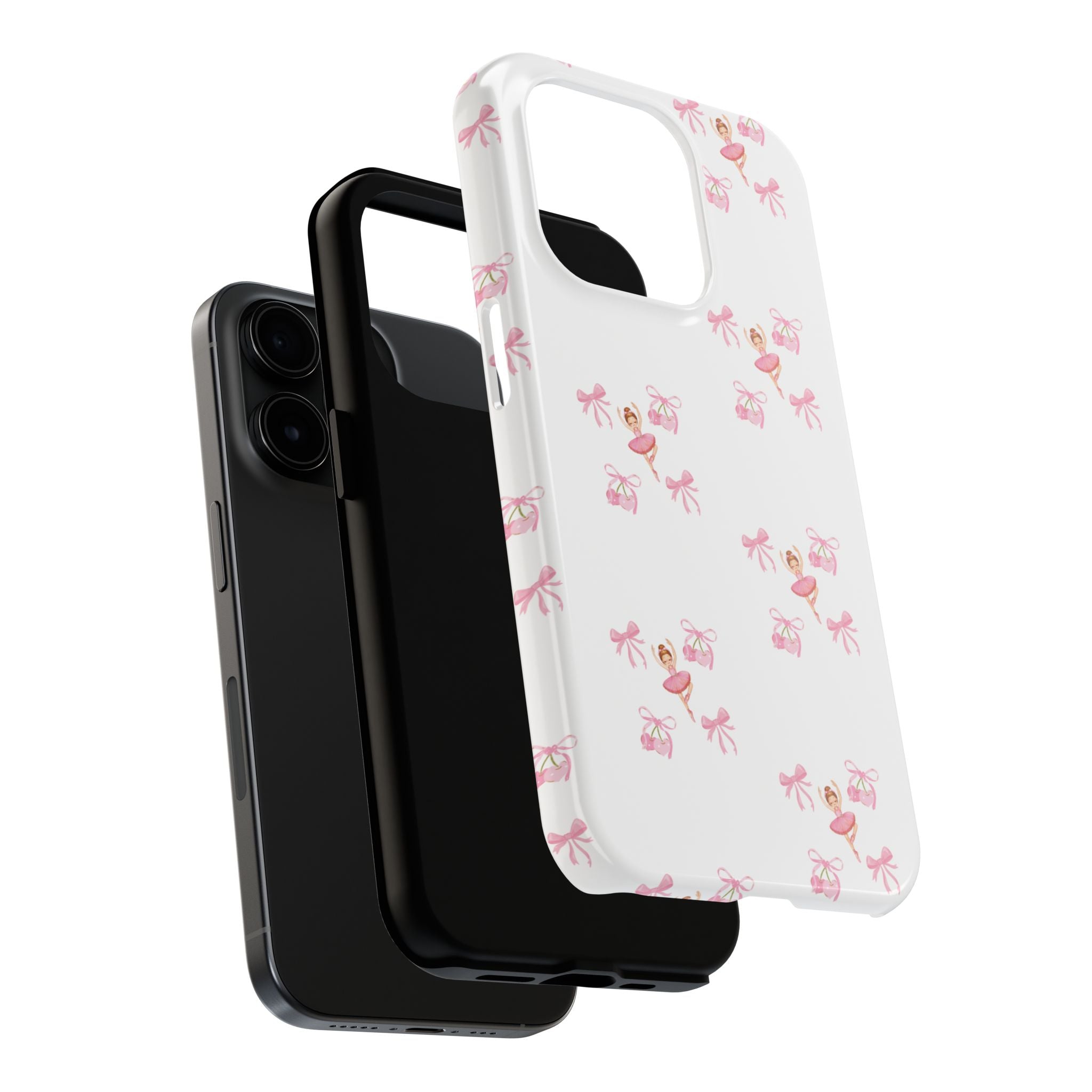 Pink Ballet Pattern Tough Phone Case — Cute Ballerina & Ribbon Design