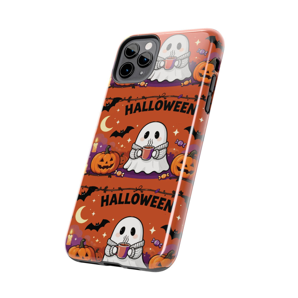Halloween Ghost Pattern Tough Phone Case — Cute Pumpkin & Candy Halloween Phone Cover
