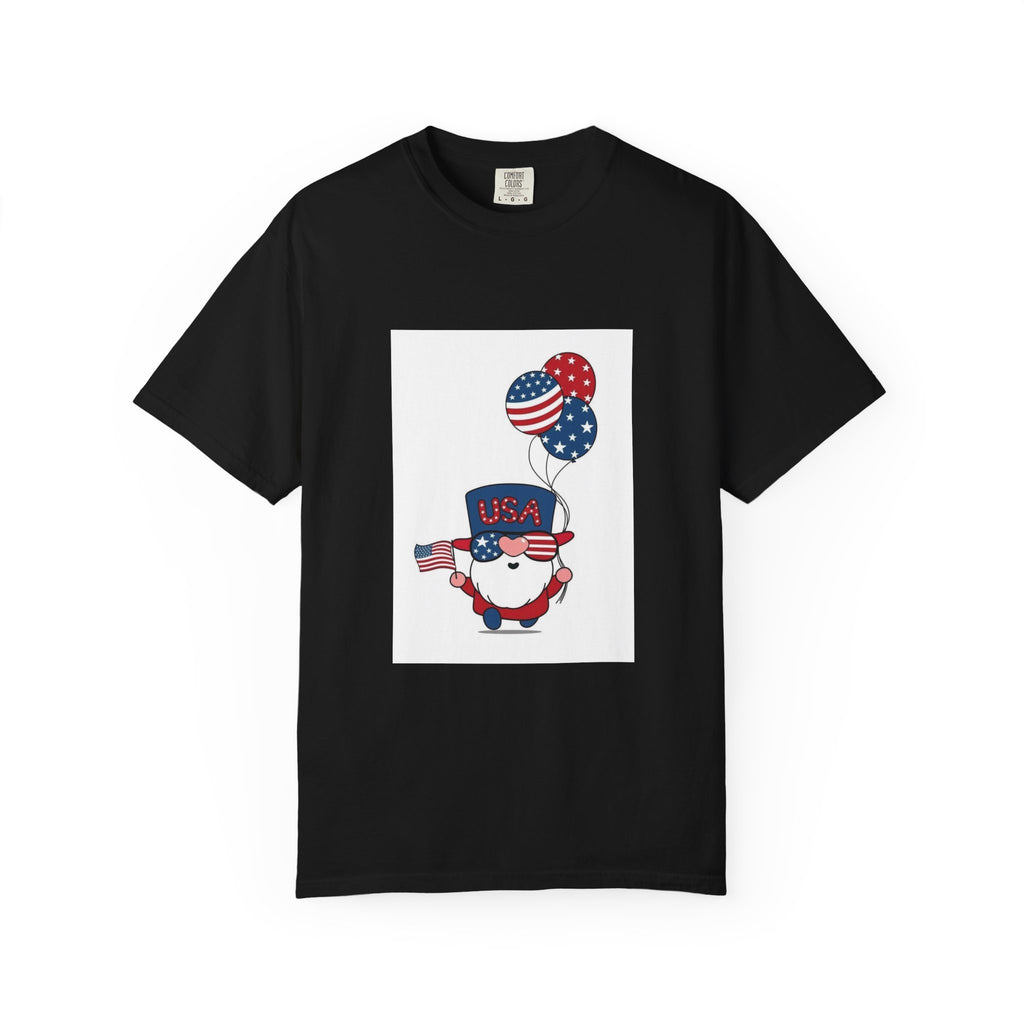 Patriotic Gnome with Balloons T-Shirt | Happy 4th of July USA Design