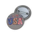 USA Leopard Stars Stripes Pin Button | Patriotic Flag Fireworks