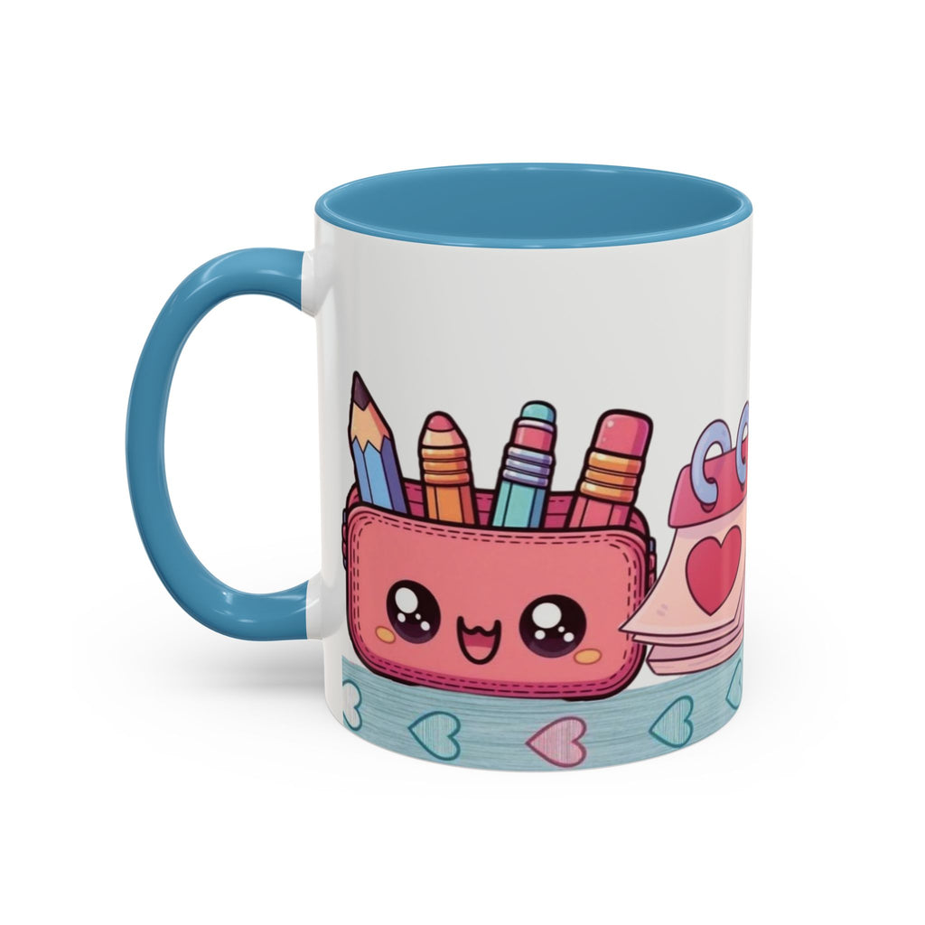Cute Teacher Desk Accent Coffee Mug — Kawaii School Supplies Design