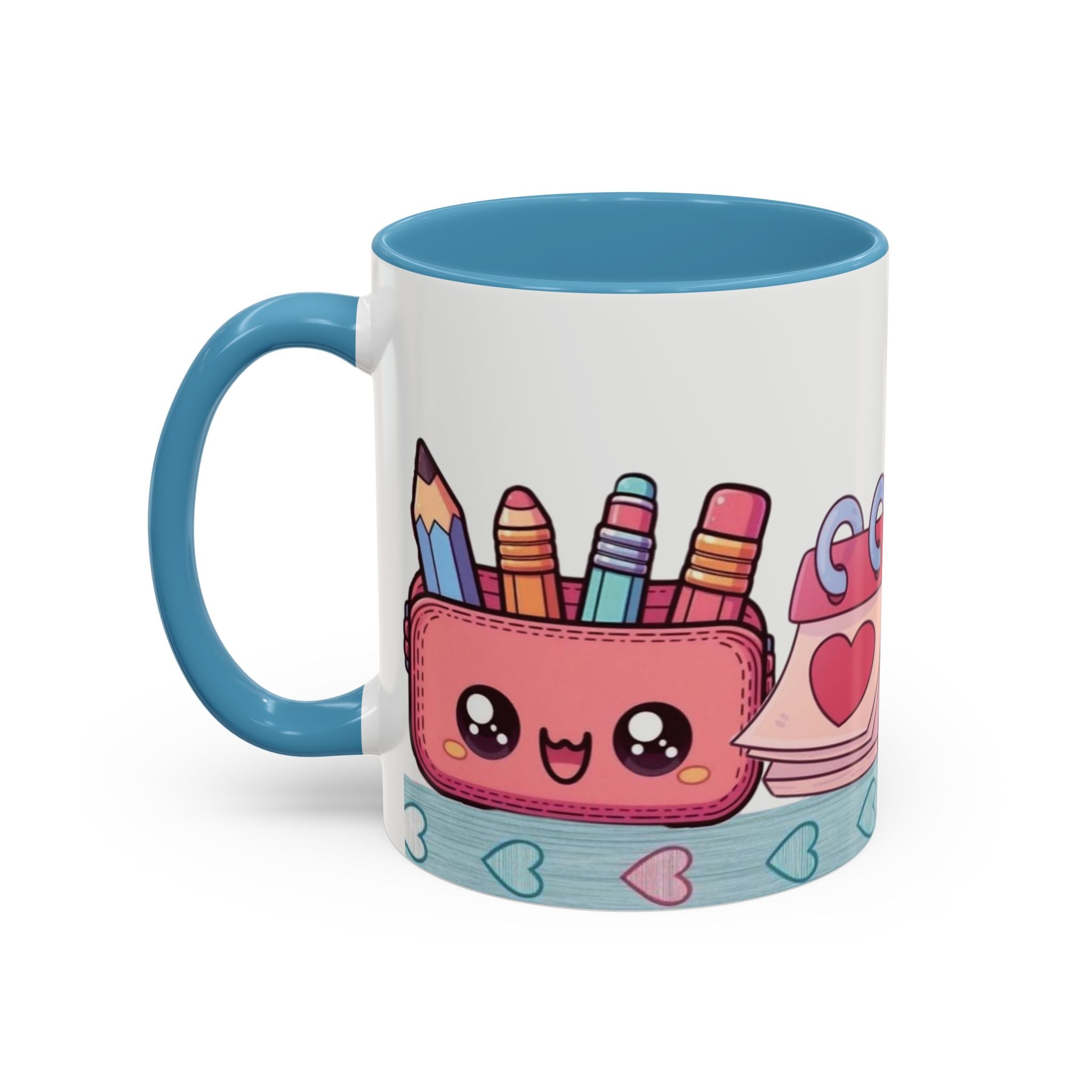 Cute Teacher Desk Accent Coffee Mug — Kawaii School Supplies Design