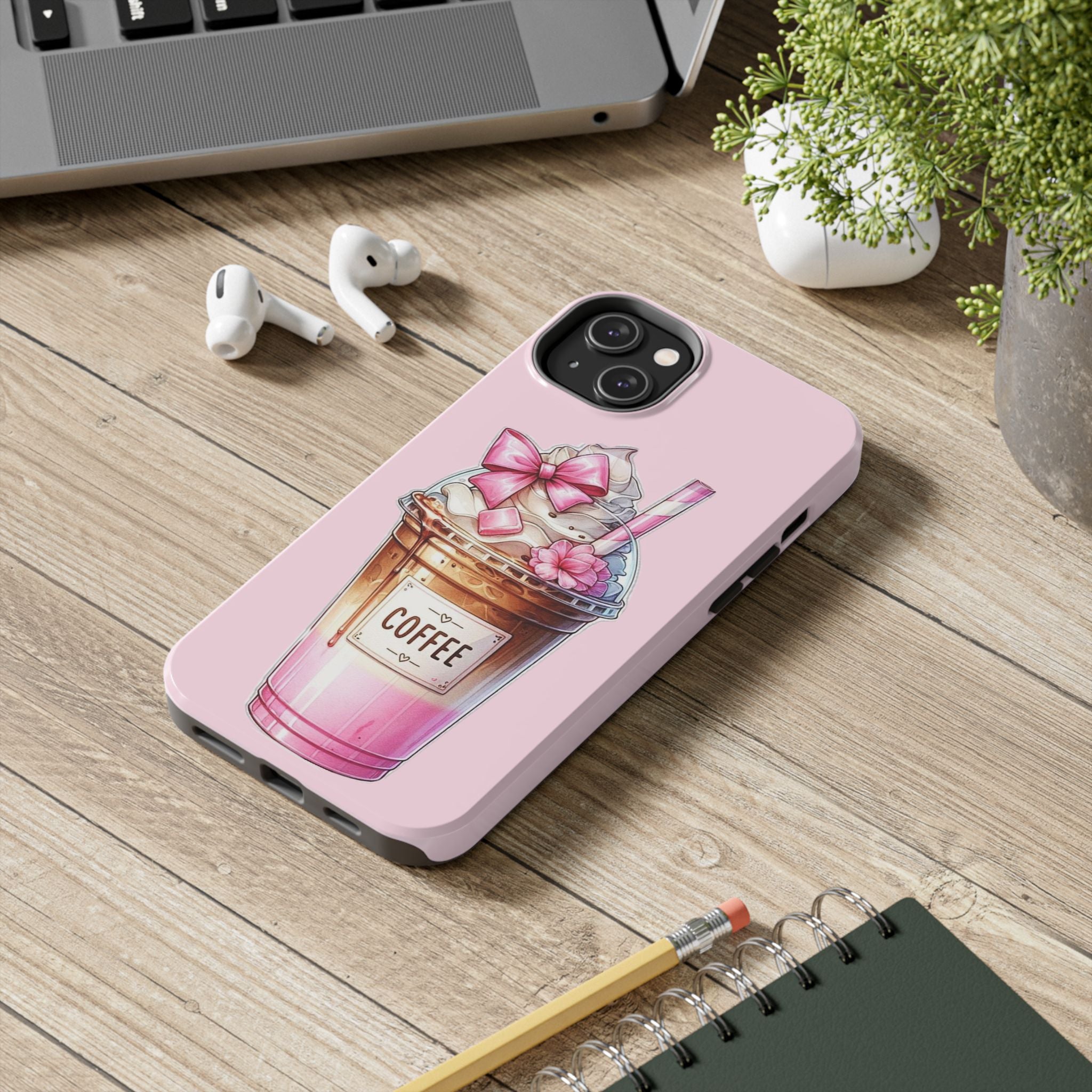 Cute Pink Coffee Phone Case — Kawaii Latte Tough Phone Case