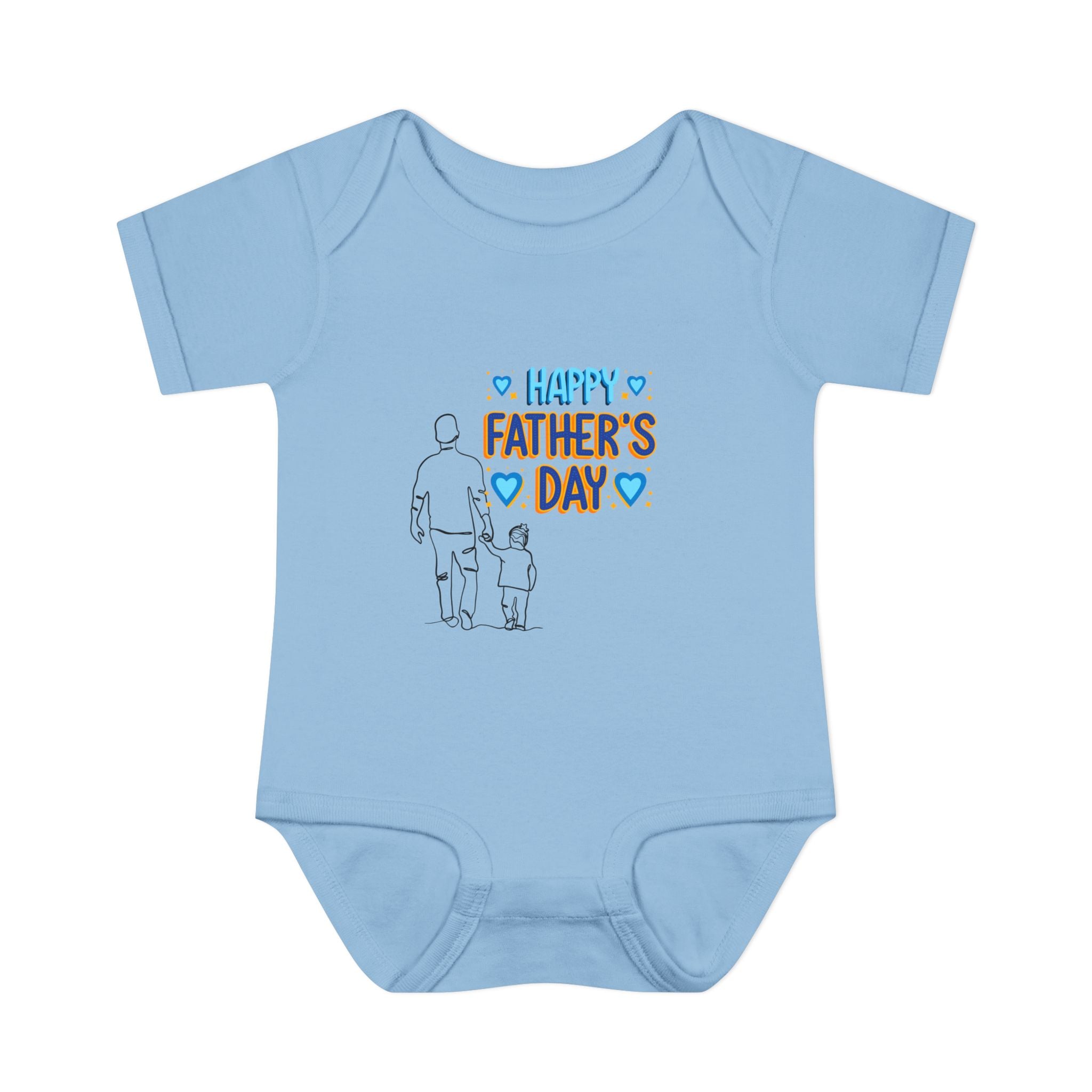 Happy Father s Day baby bodysuit Daddy and child illustration