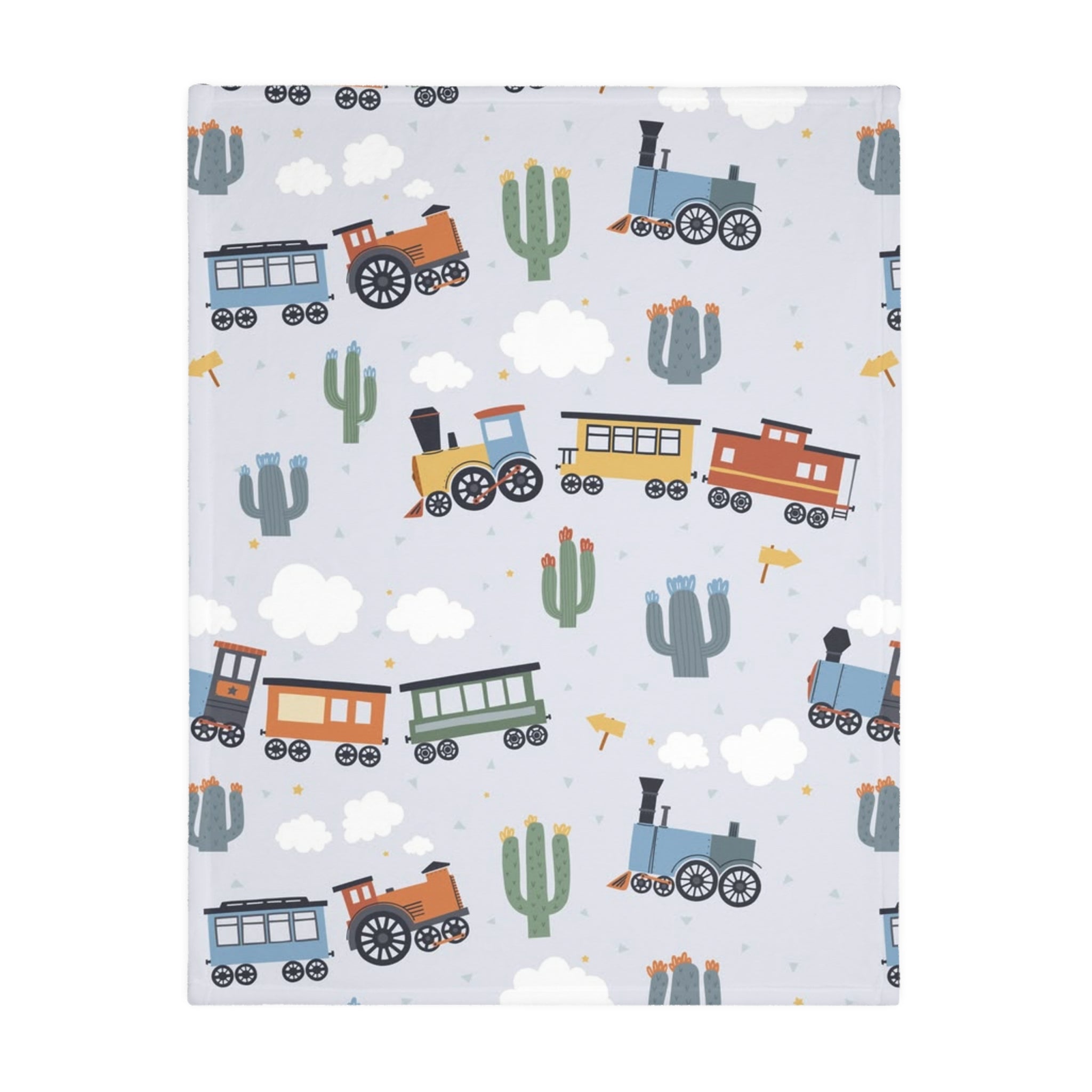Kids Train Print Velveteen Microfiber Blanket