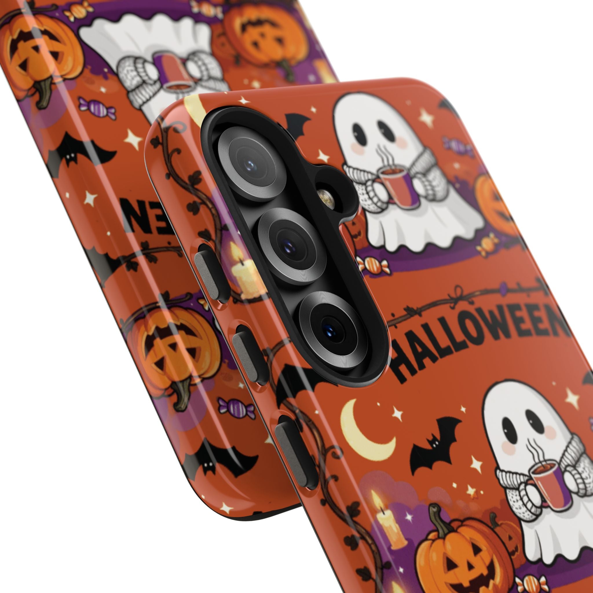 Halloween Ghost Pattern Tough Phone Case — Cute Pumpkin & Candy Halloween Phone Cover