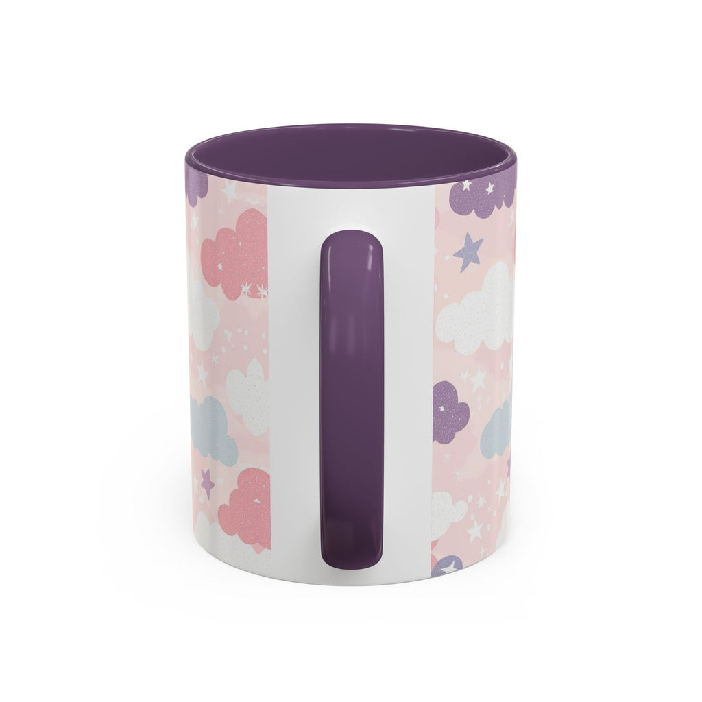 Pastel Cloud Pattern Coffee Mug | Cute Stars and Clouds Design