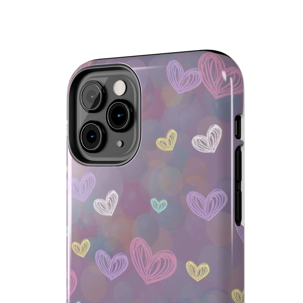 Tough Phone Case — Pastel Heart Pattern Protective Phone Cover