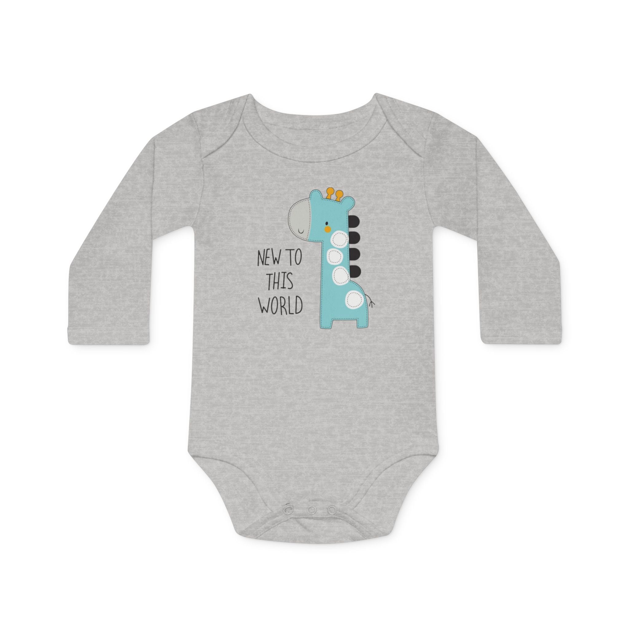 New to This World Baby Bodysuit — Organic Long-Sleeve Giraffe Baby Onesie