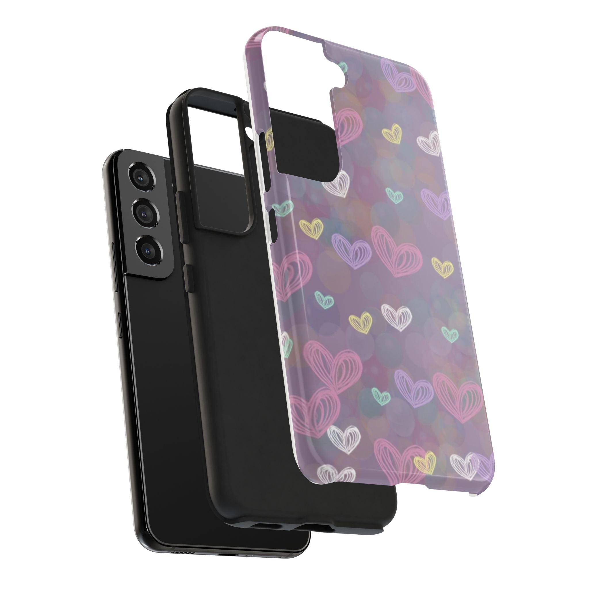 Tough Phone Case — Pastel Heart Pattern Protective Phone Cover