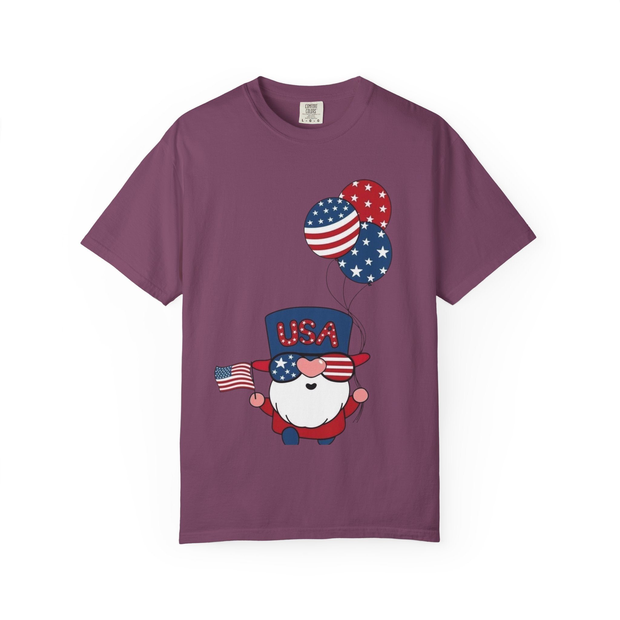 Patriotic Gnome with Balloons T-Shirt | Happy 4th of July USA Design