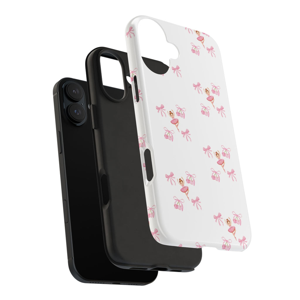 Pink Ballet Pattern Tough Phone Case — Cute Ballerina & Ribbon Design