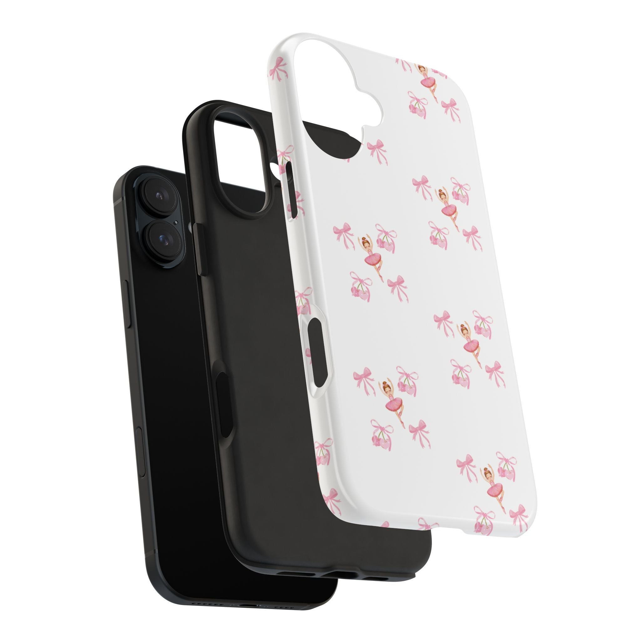 Pink Ballet Pattern Tough Phone Case — Cute Ballerina & Ribbon Design