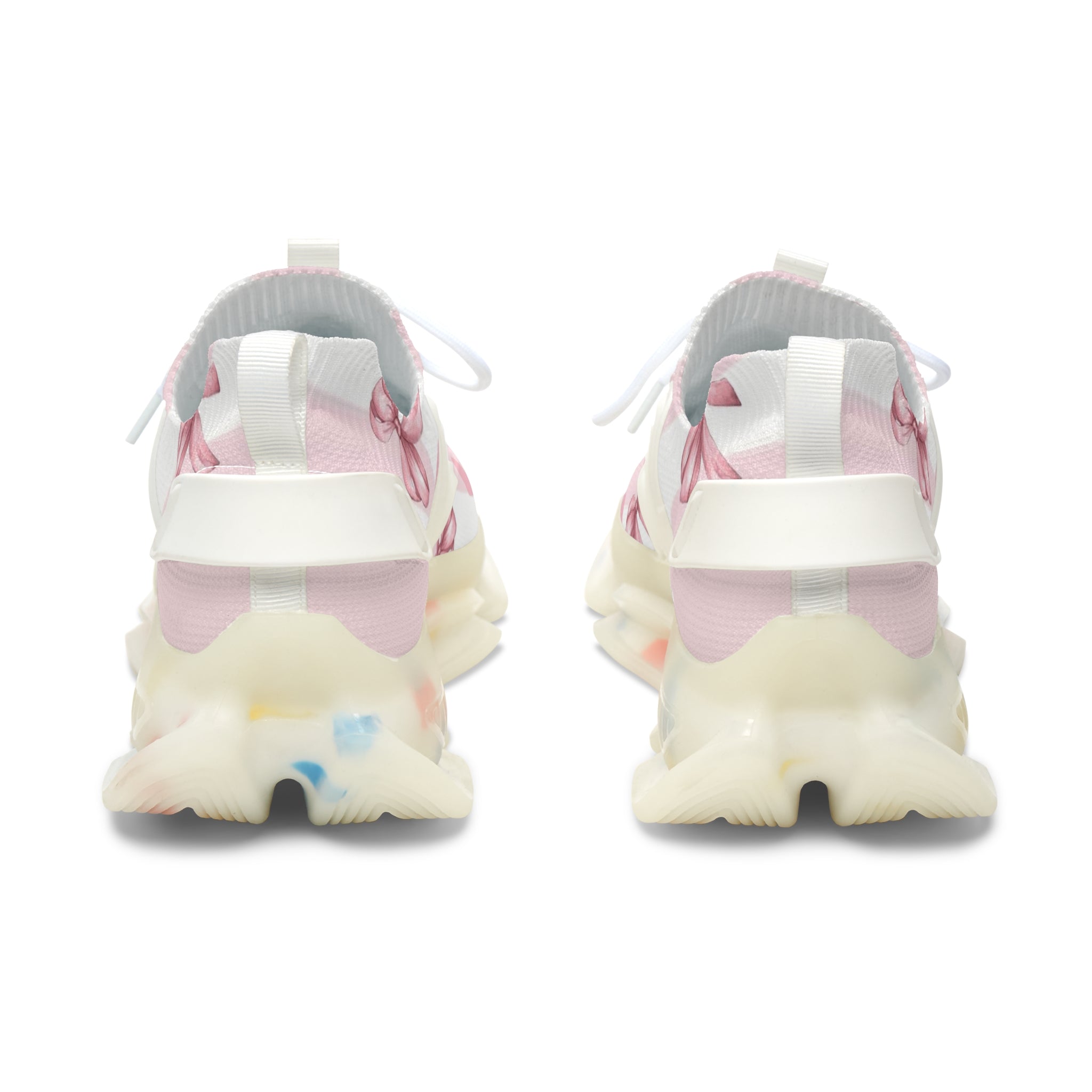 Women’s Mesh Sneakers — Pink Striped Bow Athletic Shoes