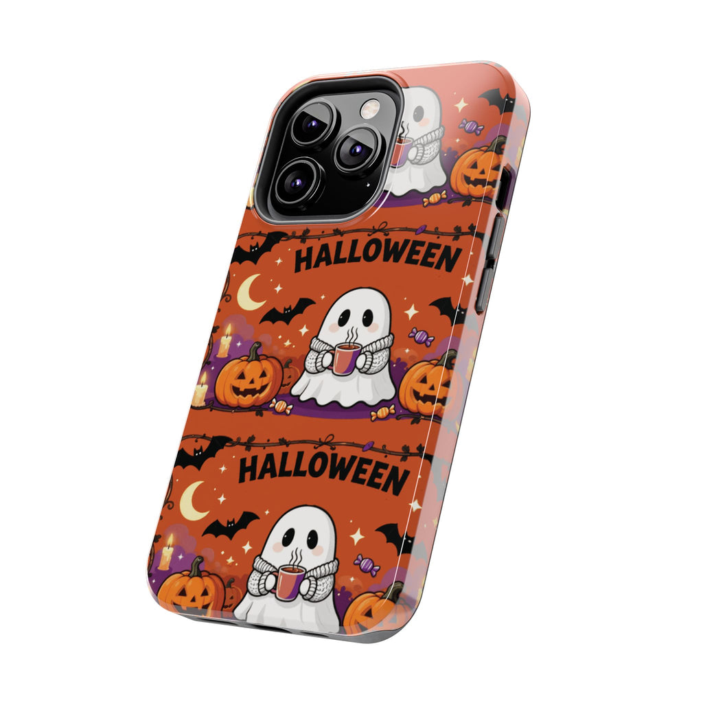 Halloween Ghost Pattern Tough Phone Case — Cute Pumpkin & Candy Halloween Phone Cover