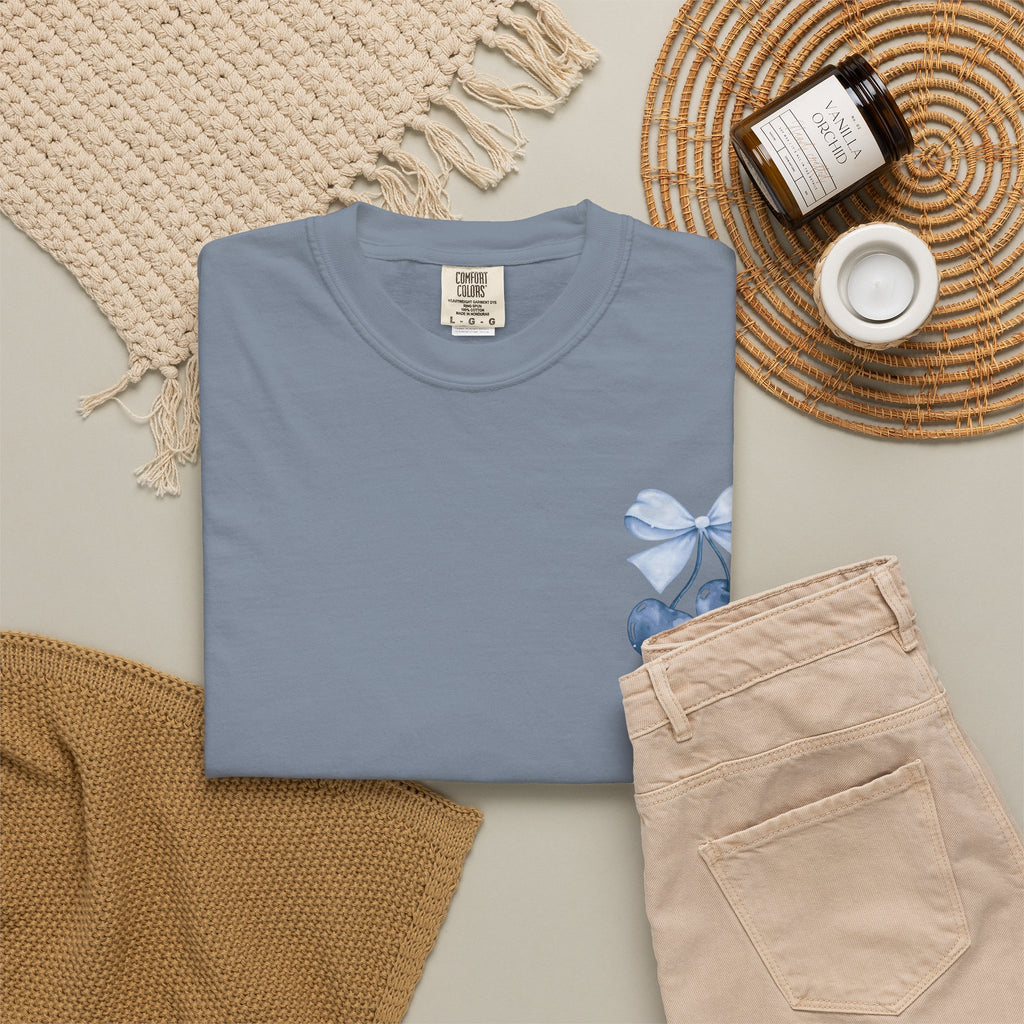 Blue Watercolor Cherries T-Shirt