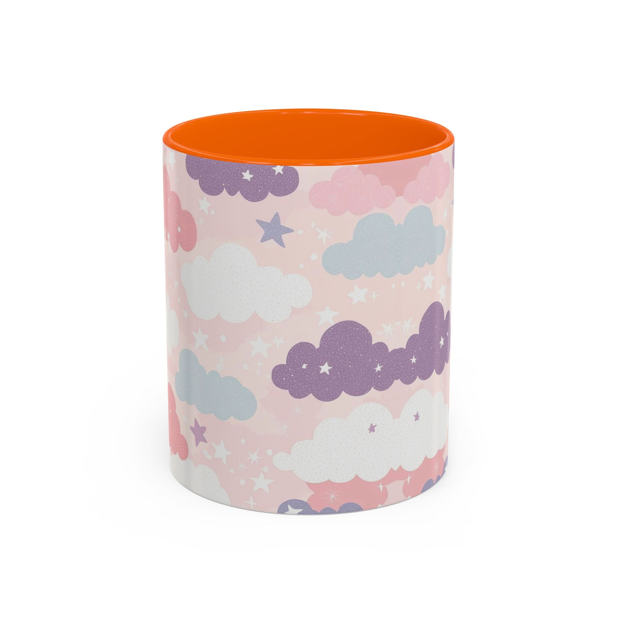 Pastel Cloud Pattern Coffee Mug | Cute Stars and Clouds Design