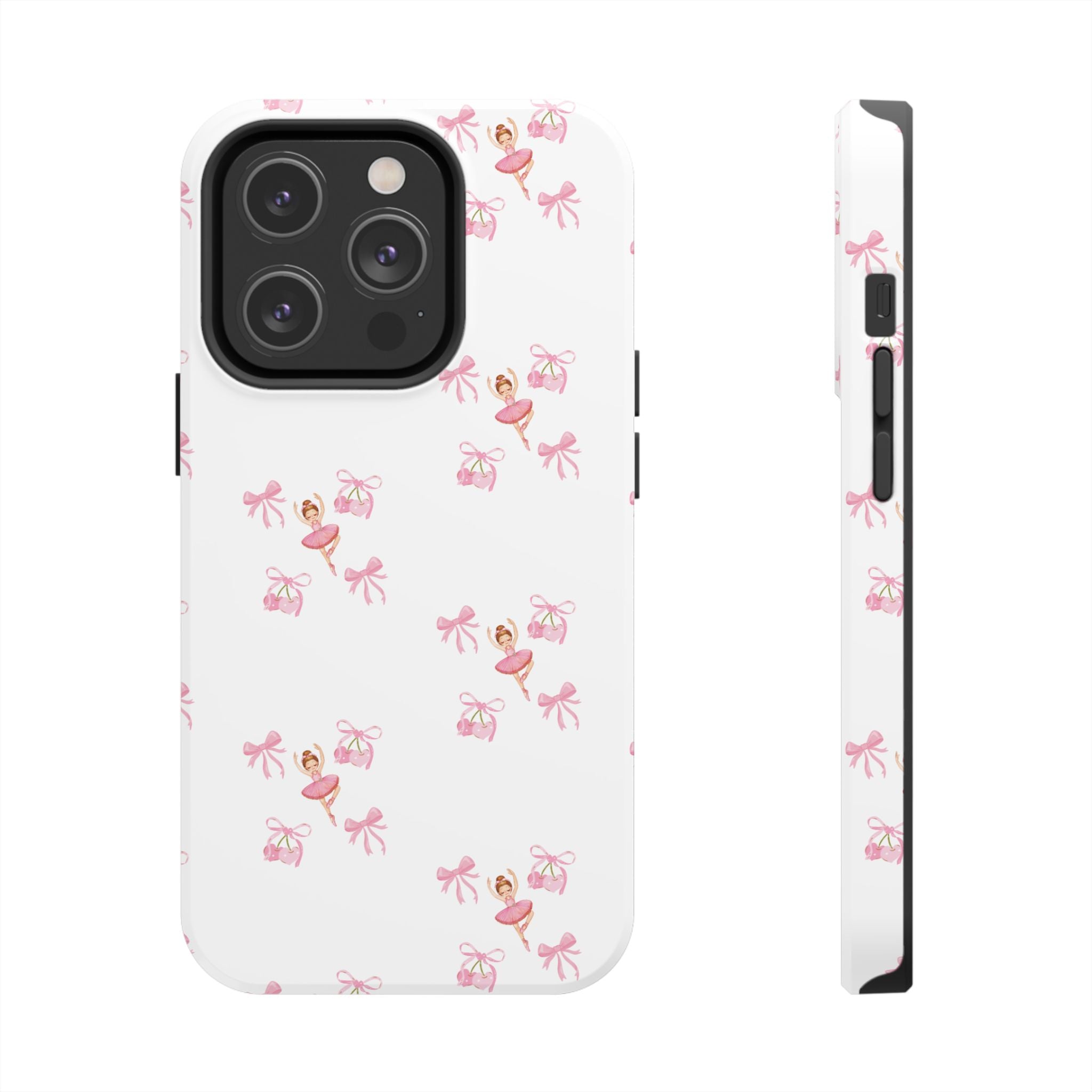 Pink Ballet Pattern Tough Phone Case — Cute Ballerina & Ribbon Design