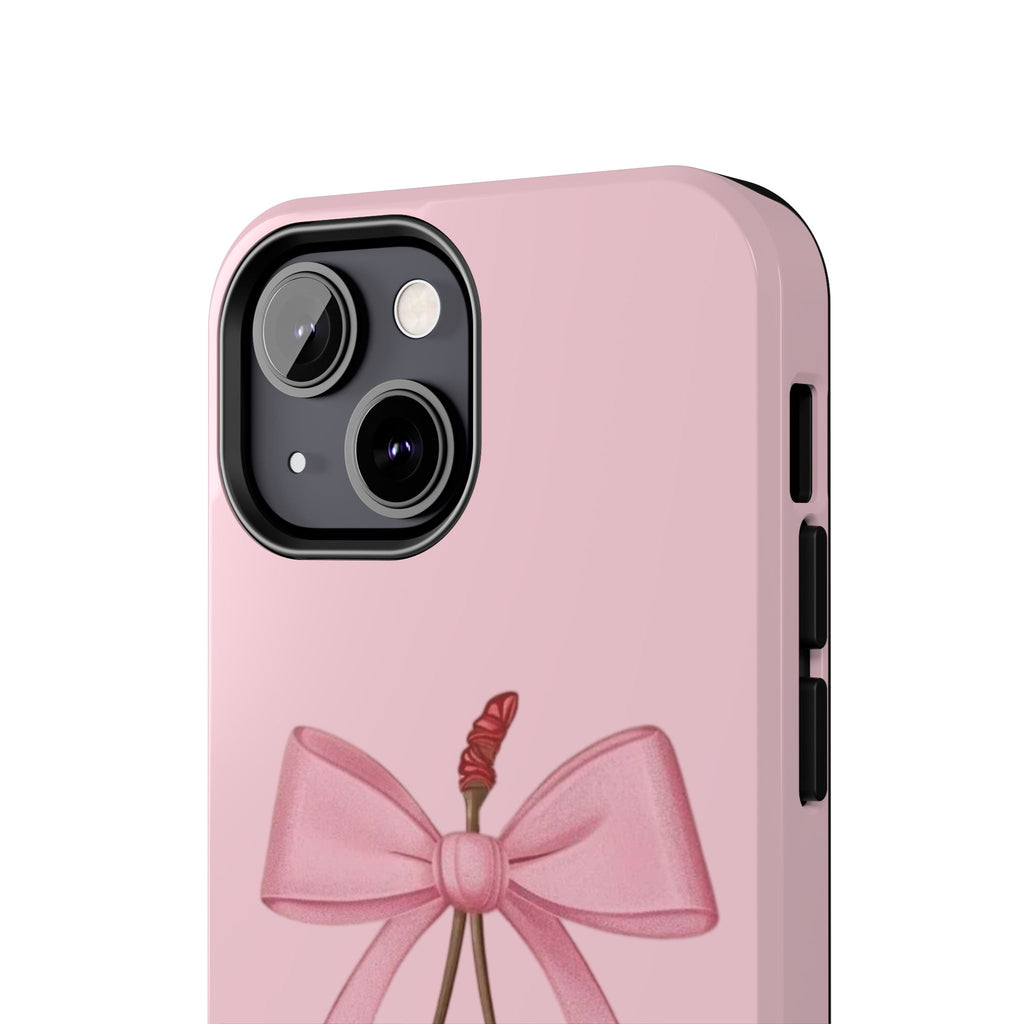Pink Cherry Tough Phone Case — Cute Bow Cherry Protective Phone Cover