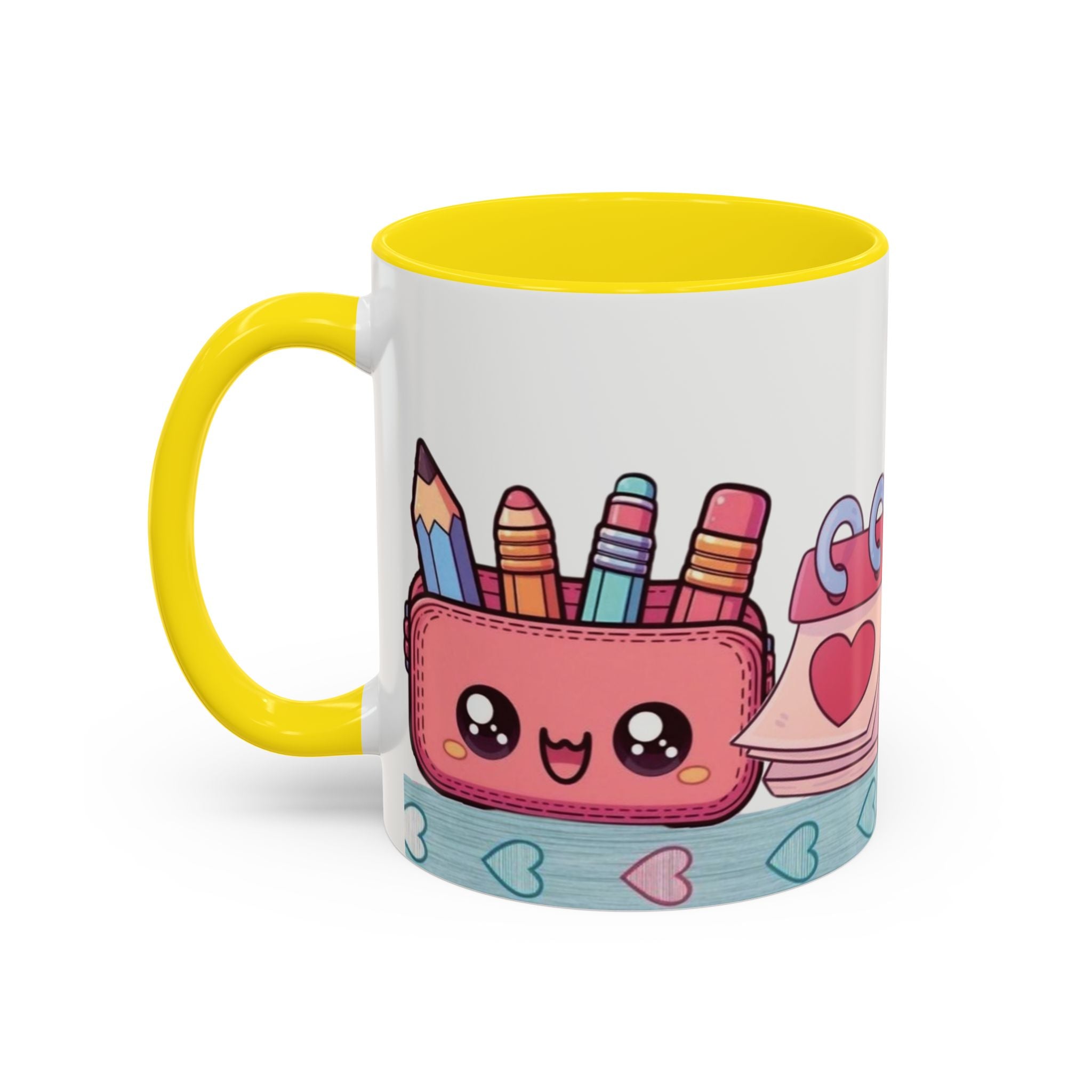 Cute Teacher Desk Accent Coffee Mug — Kawaii School Supplies Design