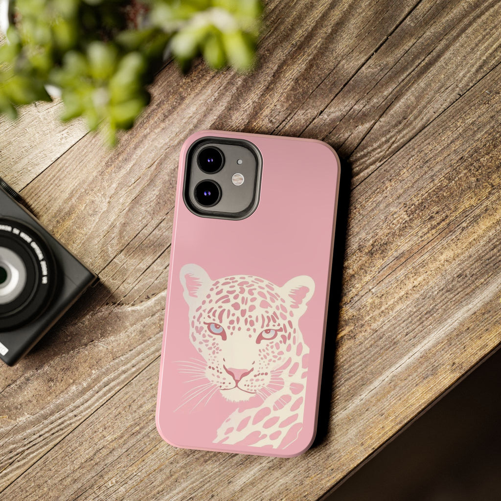 Tough Phone Case — Pink Leopard Face Protective Phone Cover
