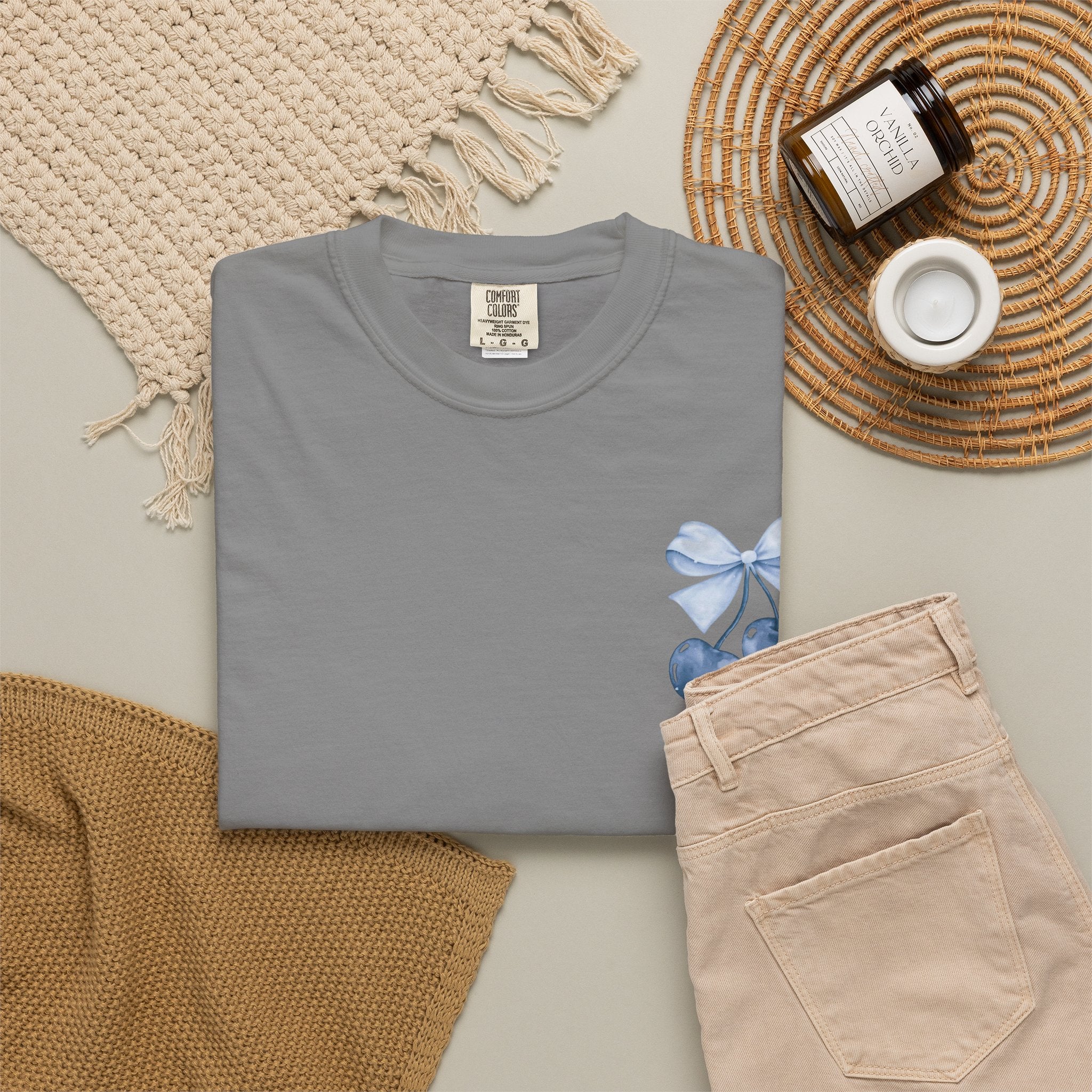 Blue Watercolor Cherries T-Shirt