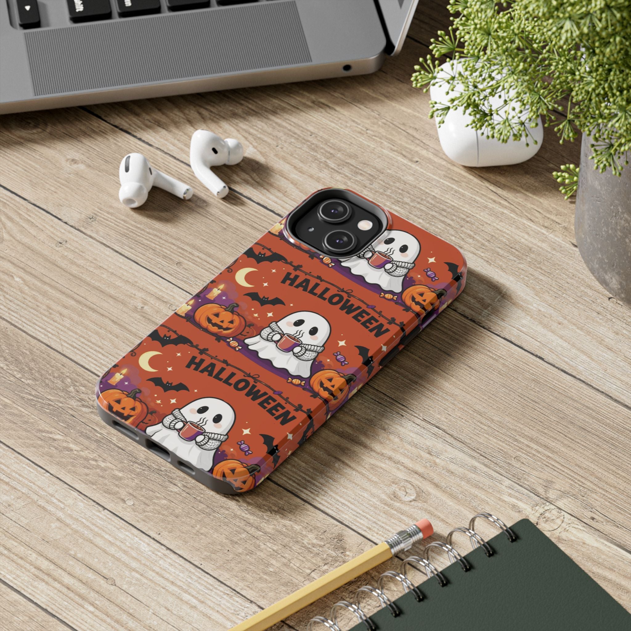 Halloween Ghost Pattern Tough Phone Case — Cute Pumpkin & Candy Halloween Phone Cover