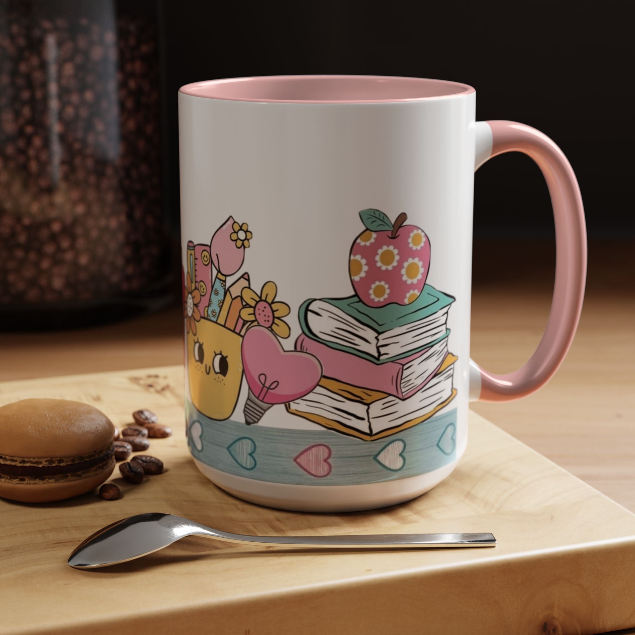 Cute Teacher Desk Accent Coffee Mug — Kawaii School Supplies Design