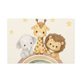 Nursery Rainbow Animal Canvas Wrap — Baby Elephant, Giraffe & Lion Wall Art